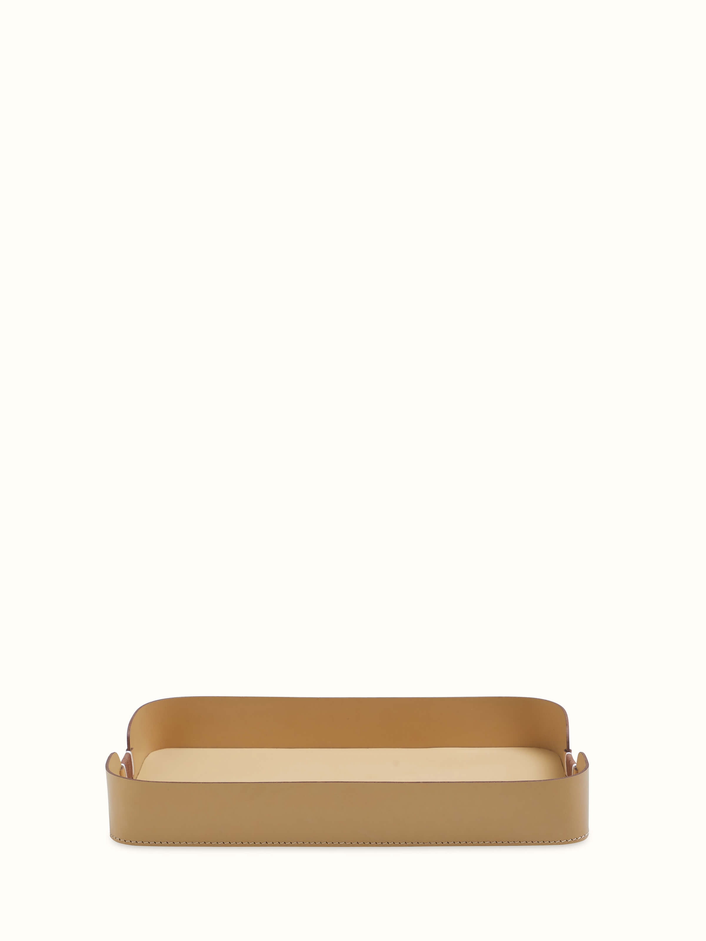 Front view of Leather Desk Organiser Tray displaying the luxurious leather finish and neat organizational compartments