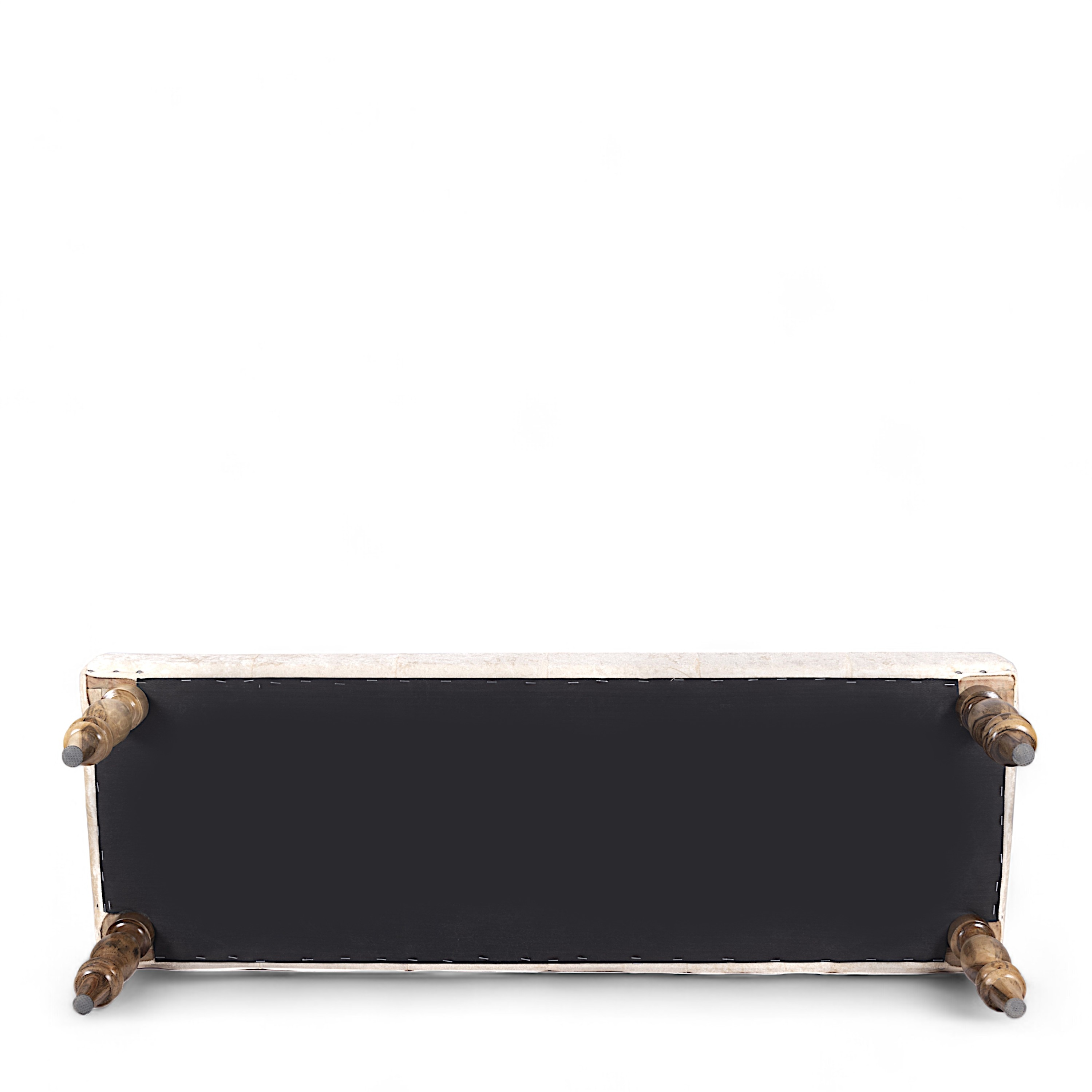 Cairo Sheesham Wood Accent 3+1+1 Seater Bench Set With 2 Stools In Beige Sparkle Velvet