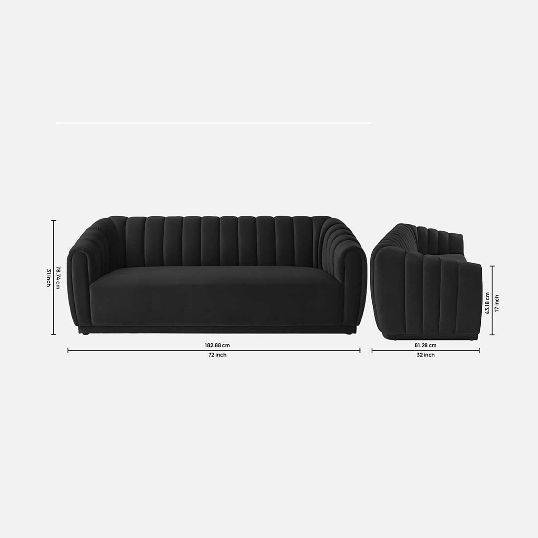 Rosa Fabric Sofa (Black)