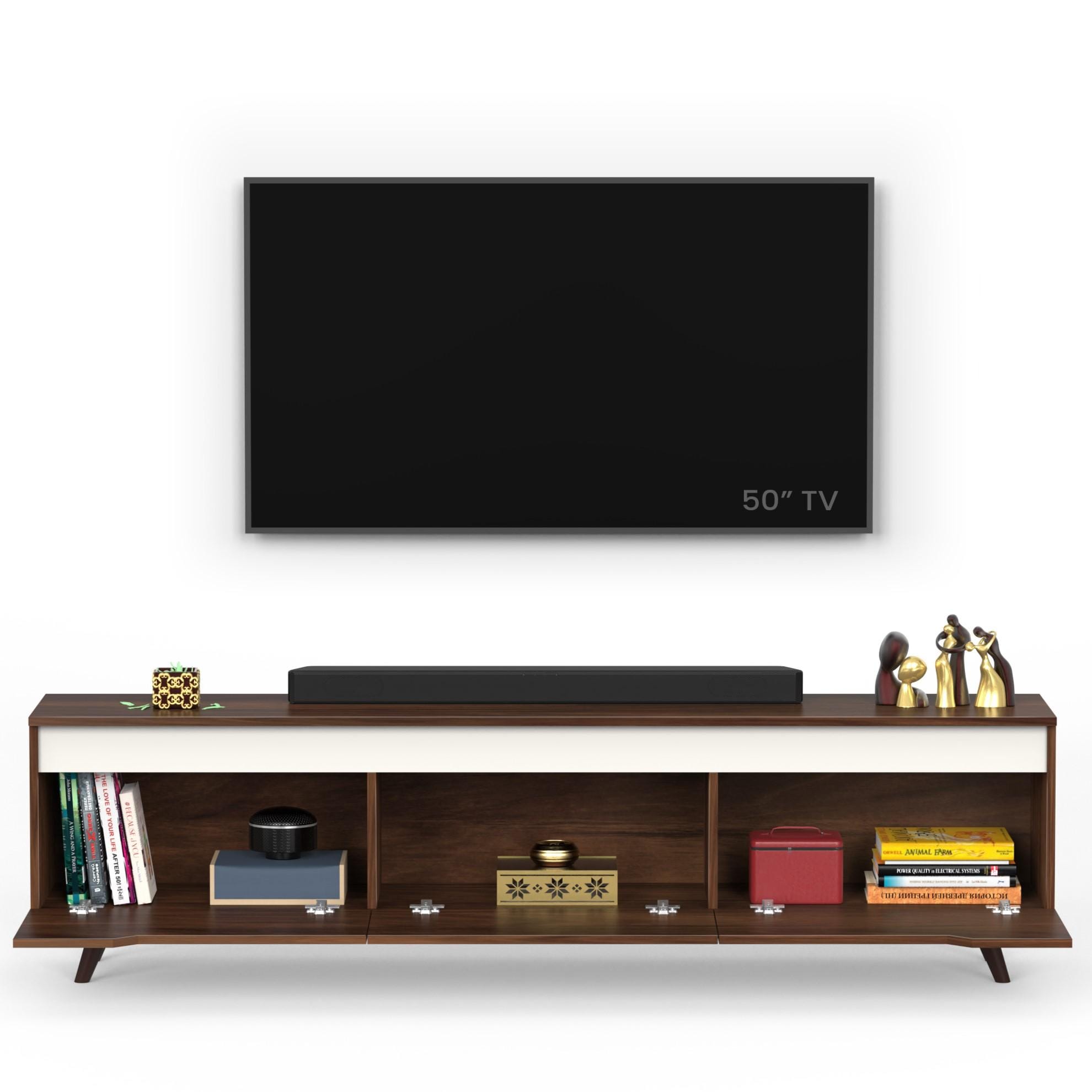 Blesky Engineering Wood Floor Standing Tv Entertainment Unit In Brown Maple Finish