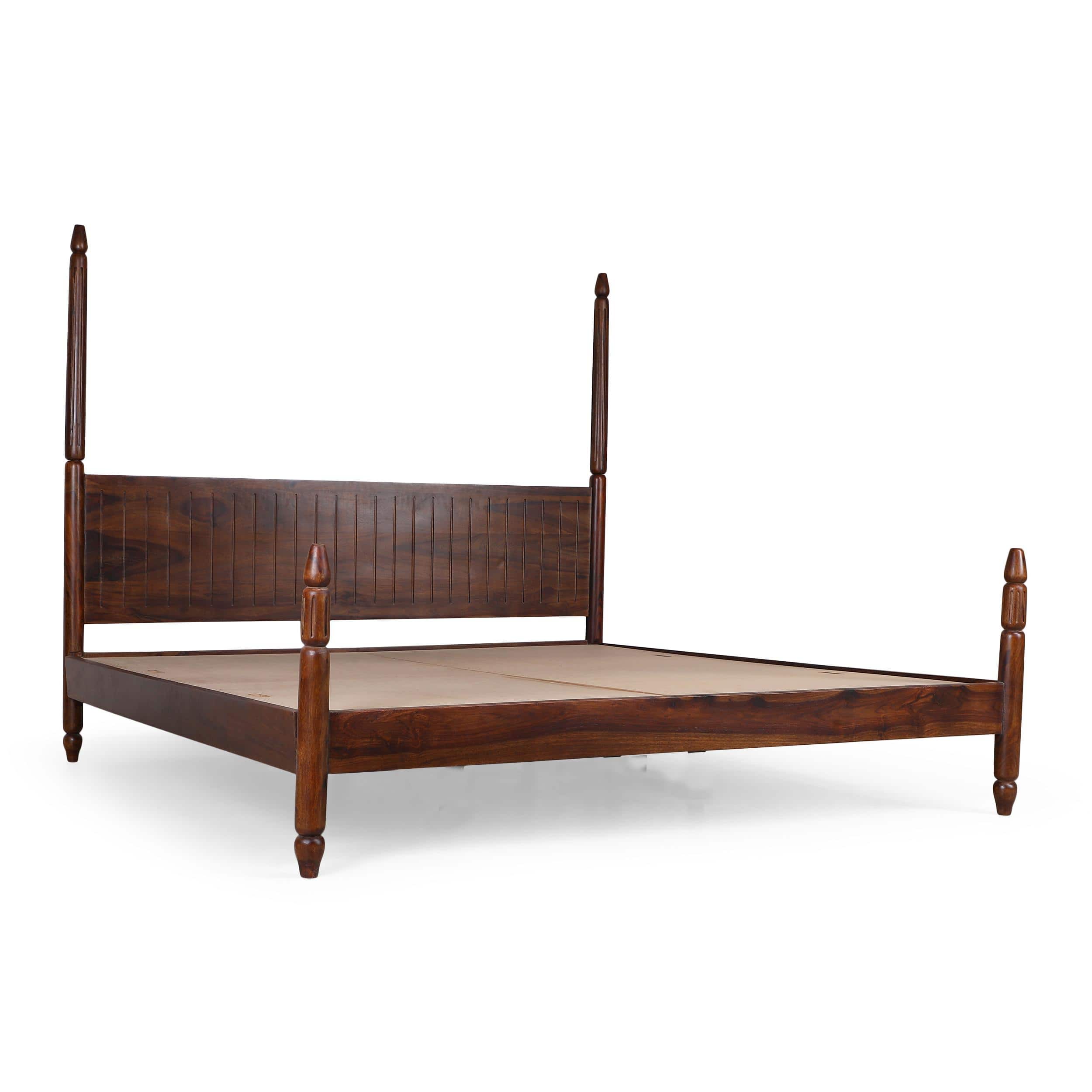 Dynasty Solid Wood Non Storage King Bed in Provincial Teak Finish