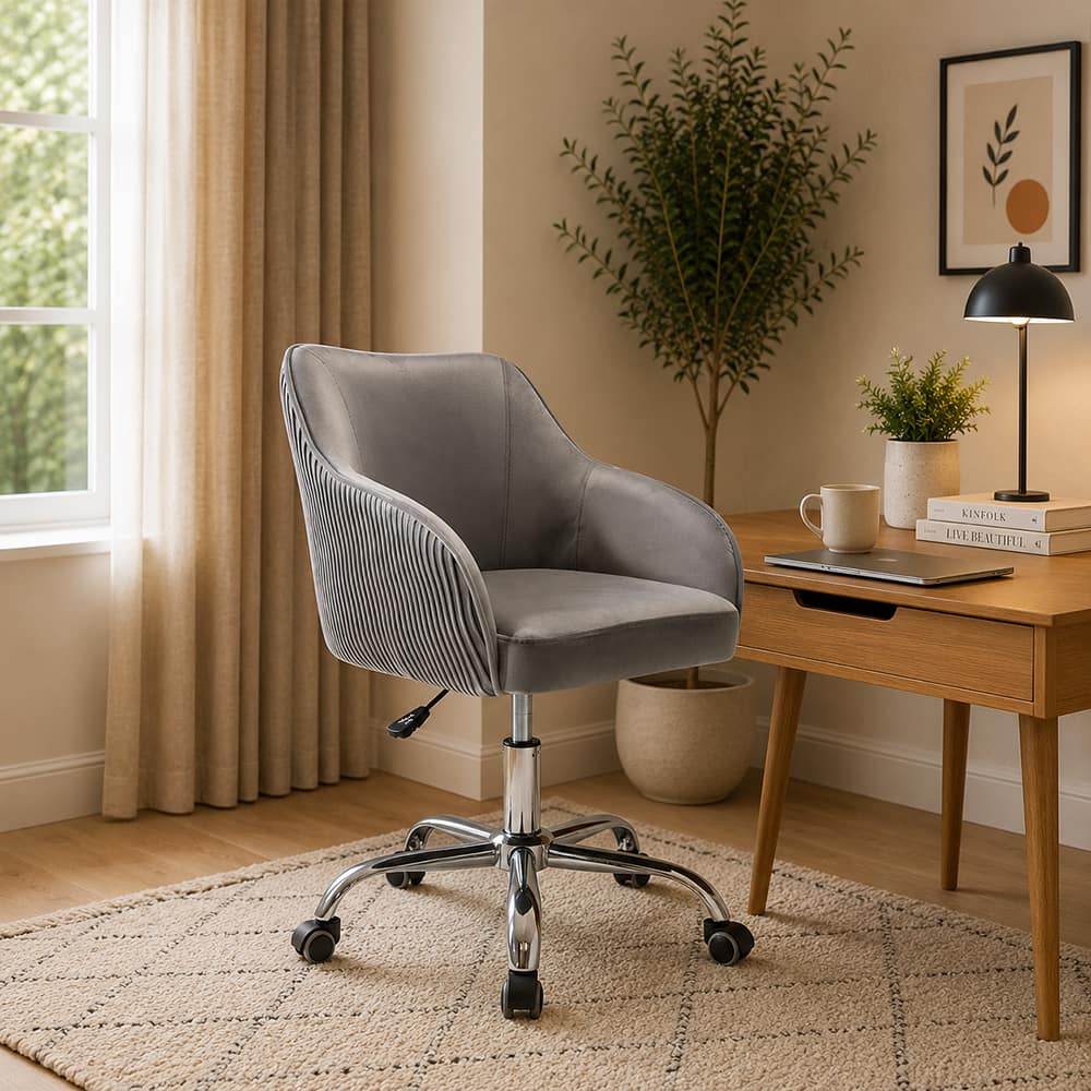 Doe Buck Leisel Modern Grey Velvet Office Chair
