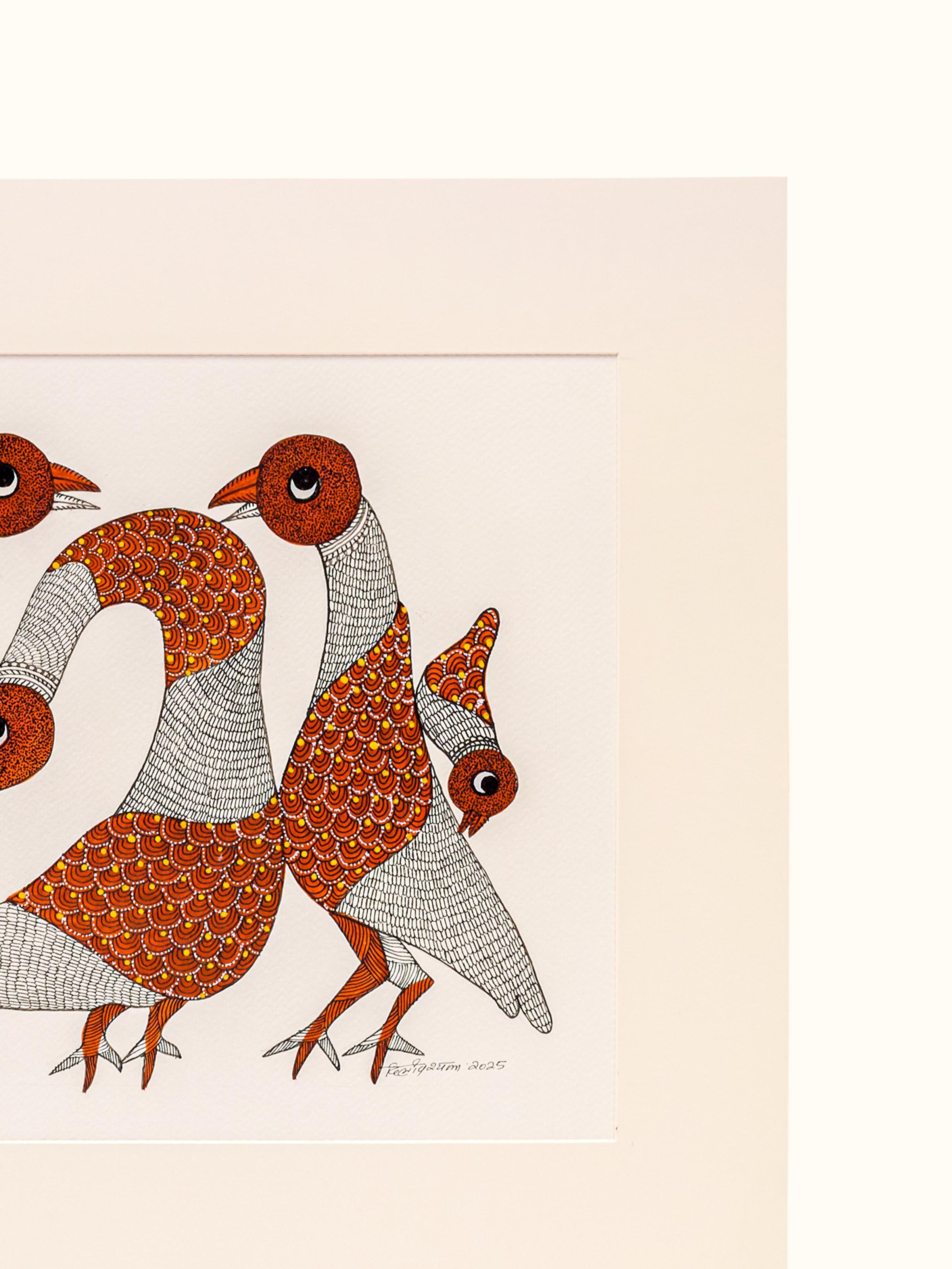Resting Feathers Gond Art