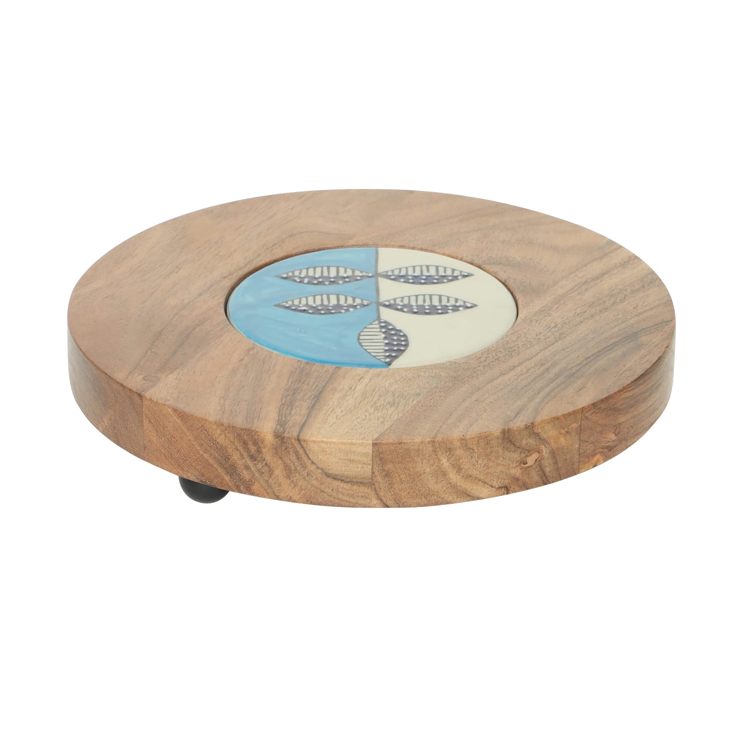 Ireka Homes Kaarigari Acacia Wood Trivet with Metal Legs (8x1.5 in) - Ireka Homes