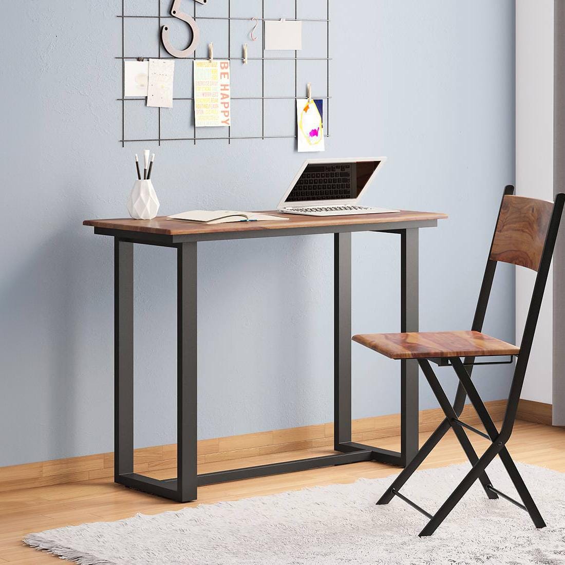 Dustin Solid Wood Study Table in Teak Finish