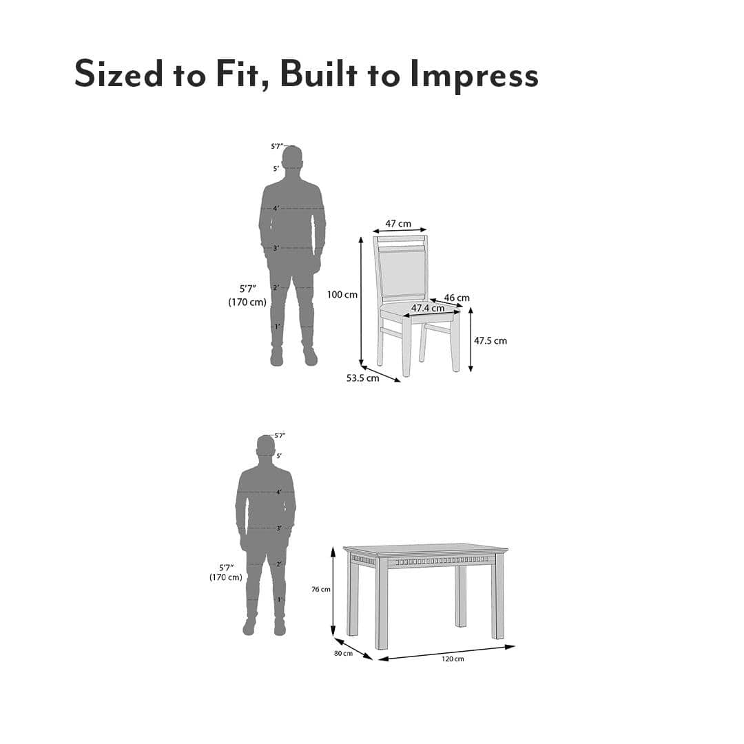 Fidora 4 Seater Dining Table With Set Of 4 Alaine Dining Chairs (Colour- Calico Floral Retreat & Pony Beige, Finish- Mahogany)