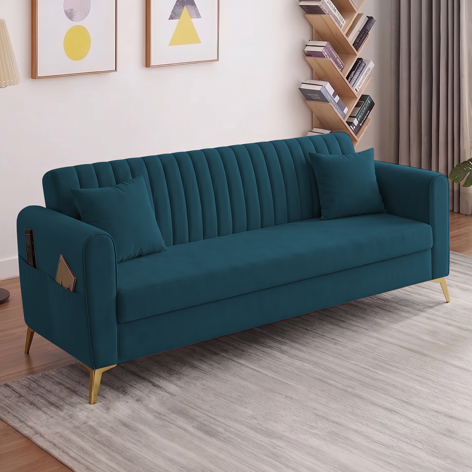 Daraco Velvet 3 Seater Sofa in T Blue Color - Home Lifestylez