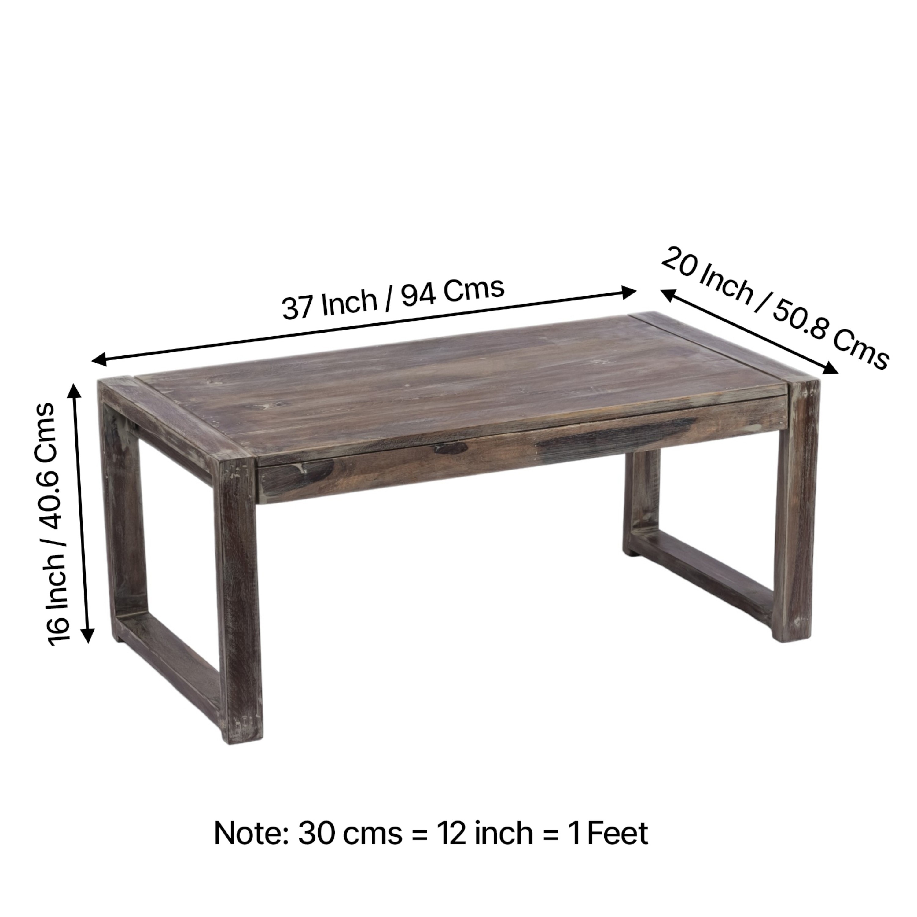 Hamstreet Sheesham Wood Coffee Table In Antique Grey Finish