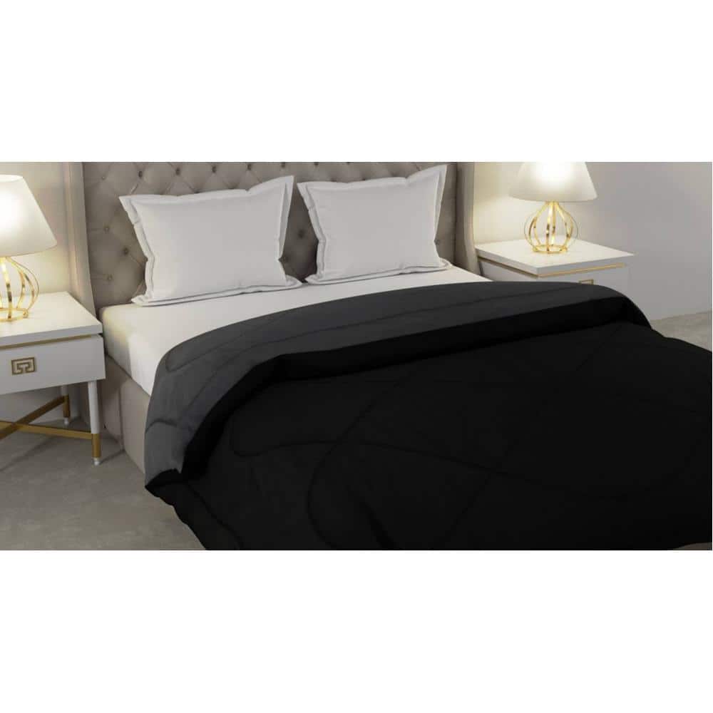 Falguni 
Black-Grey Solid 250 Gsm Microfiber Single Bed Comforter