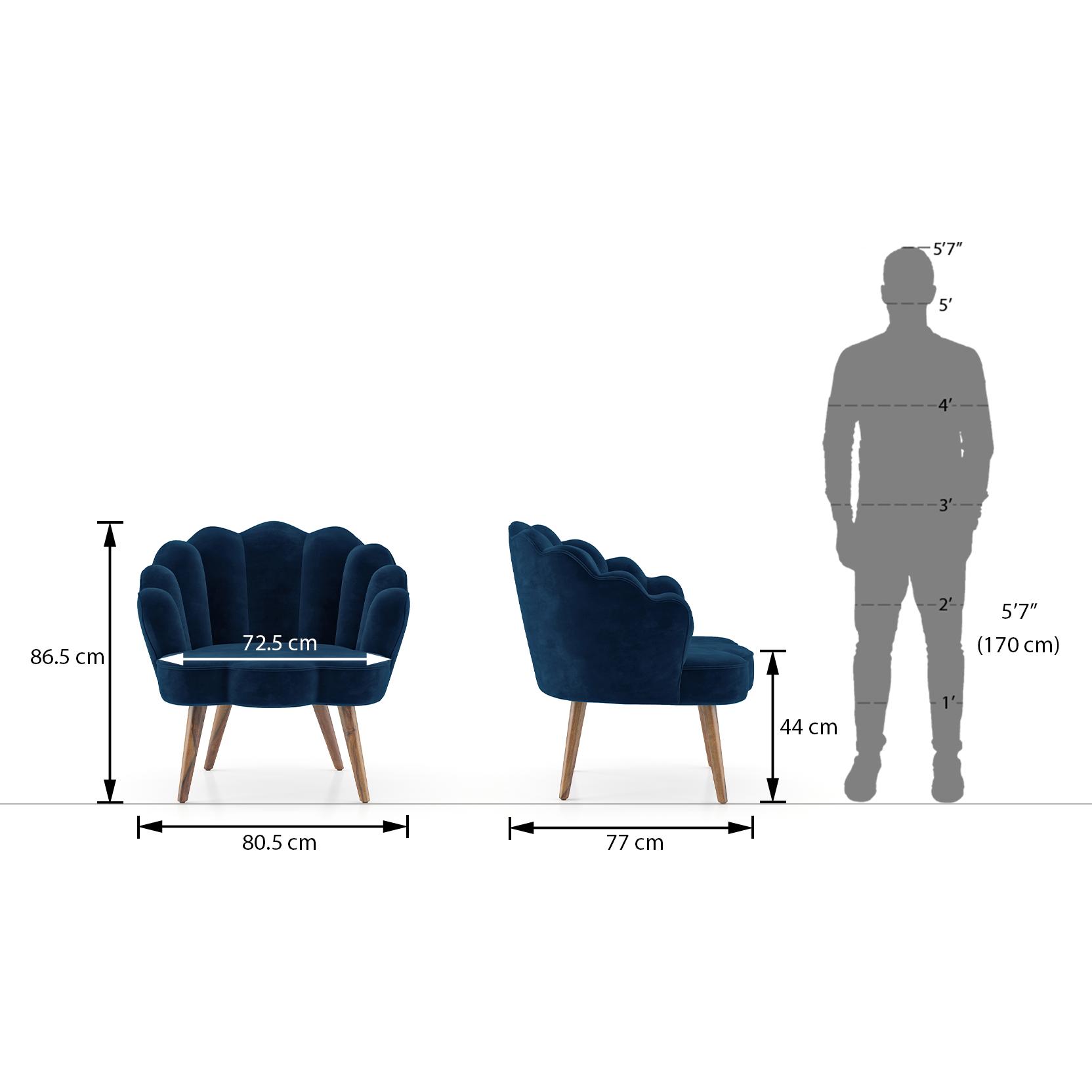 Korine Accent Chair in Blue Velvet Colour