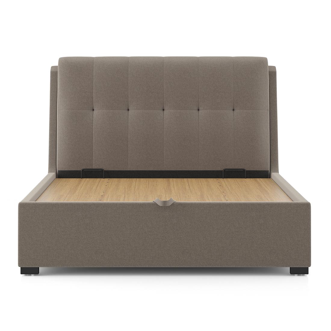 Bornholm Upholstered Storage Bed In Hydraulic (Bed Size : Queen, Colour : Shitake Beige)