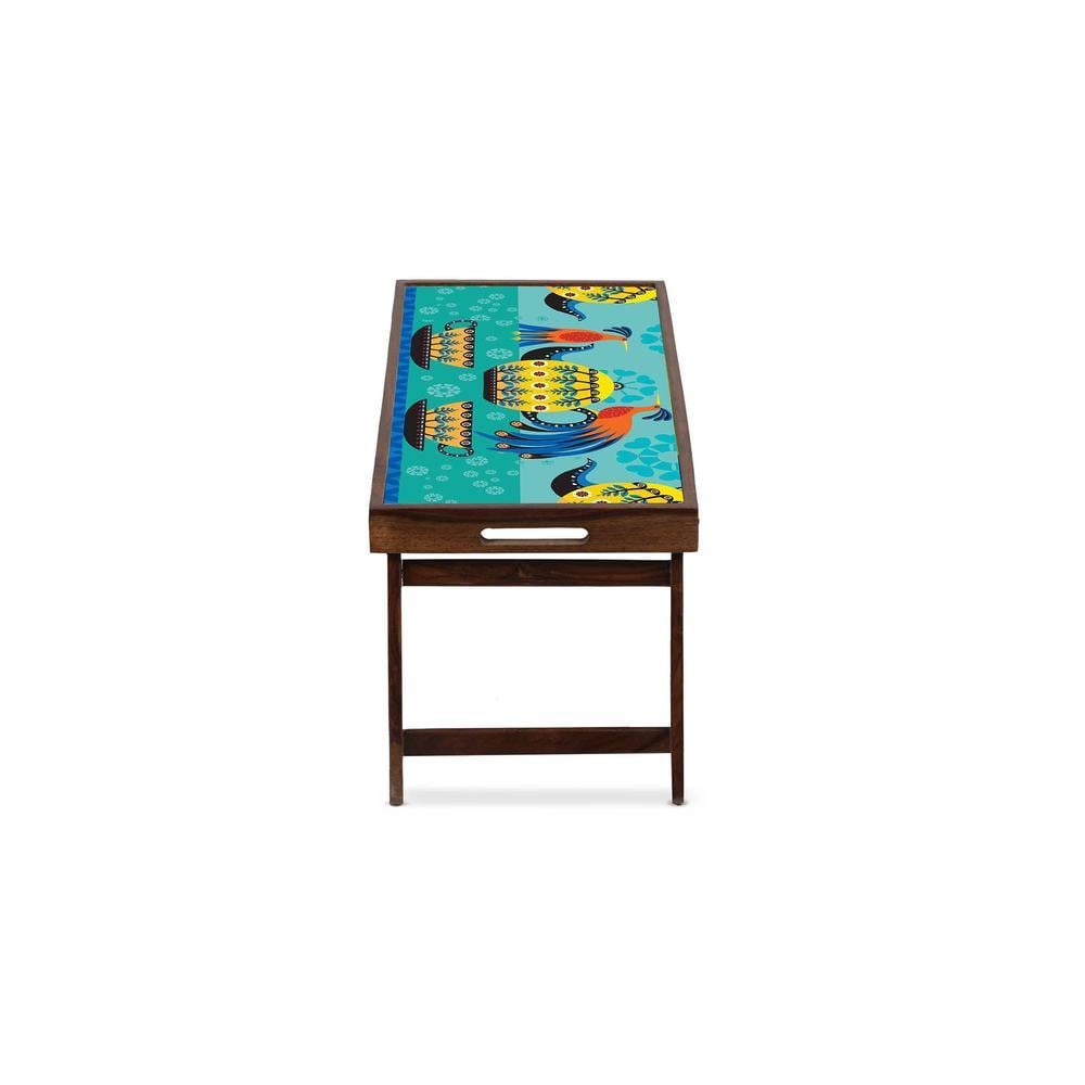 Globally Indian Solid Wood Bookshelf and Serving Tray In Multicolour