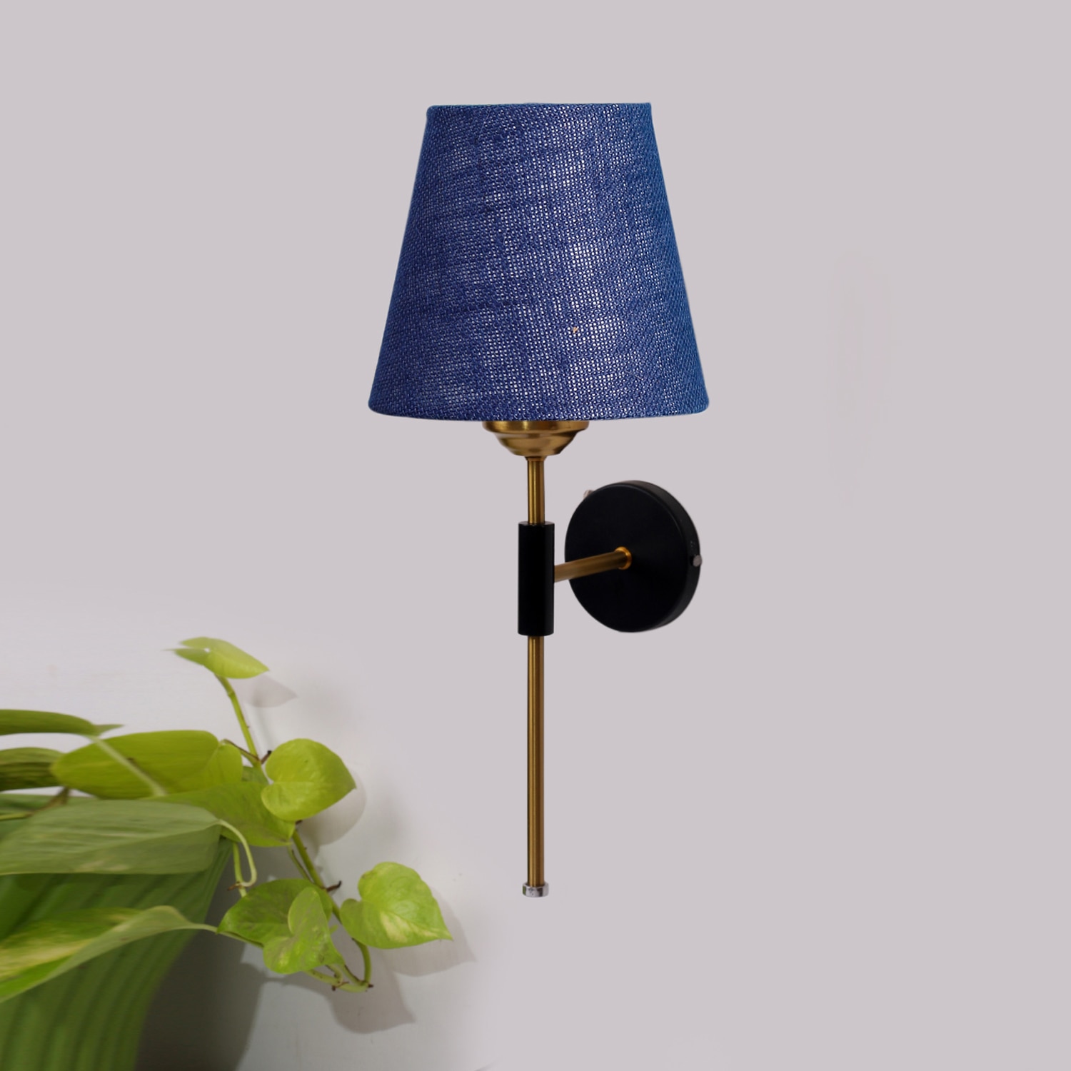 Devansh Metal Electric Wall Light in Black Colour with Blue Shade Count of 1 Light - Devansh
