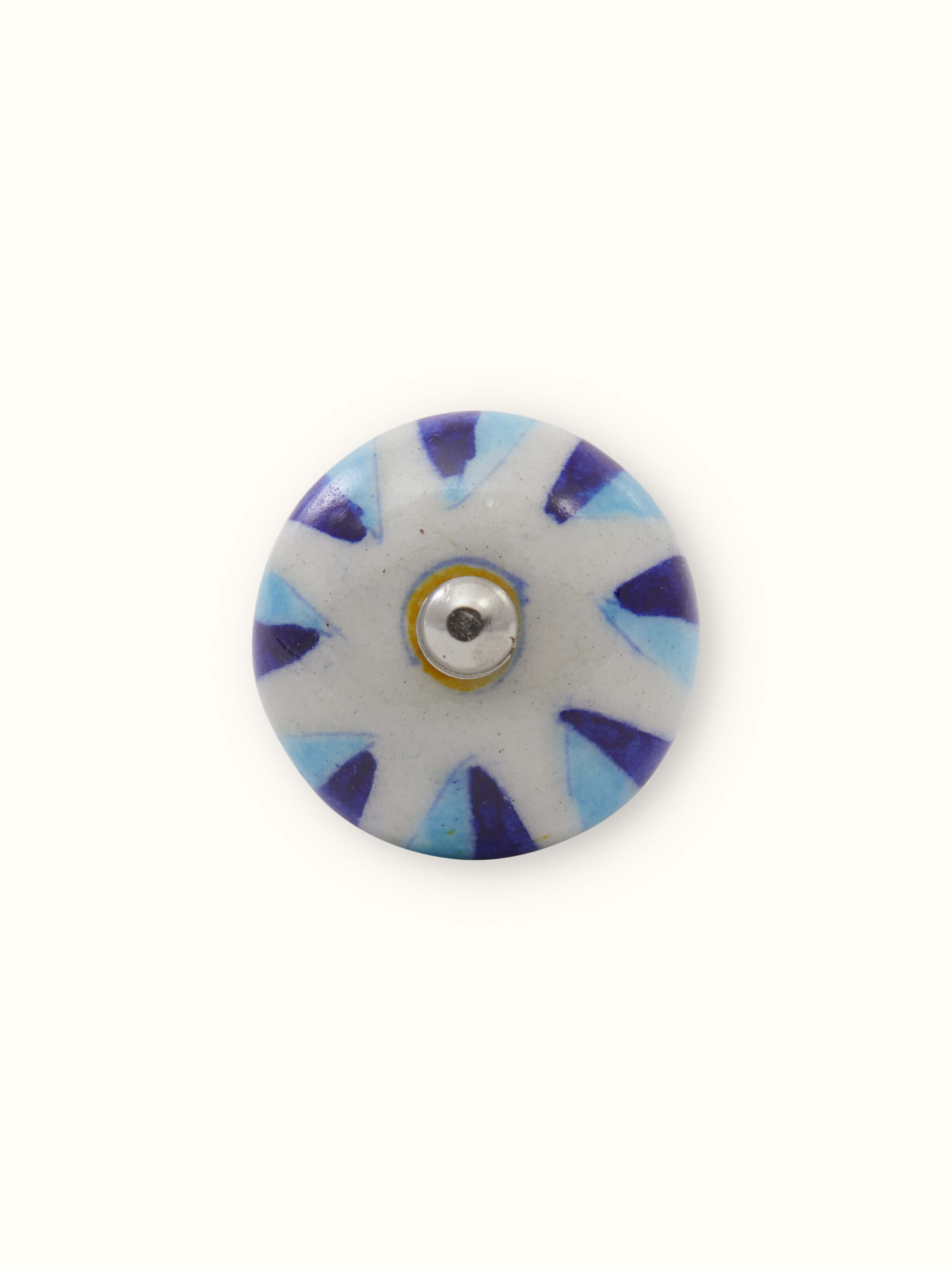 Detail shot of Blue Pottery Round Rib Door Knob Set