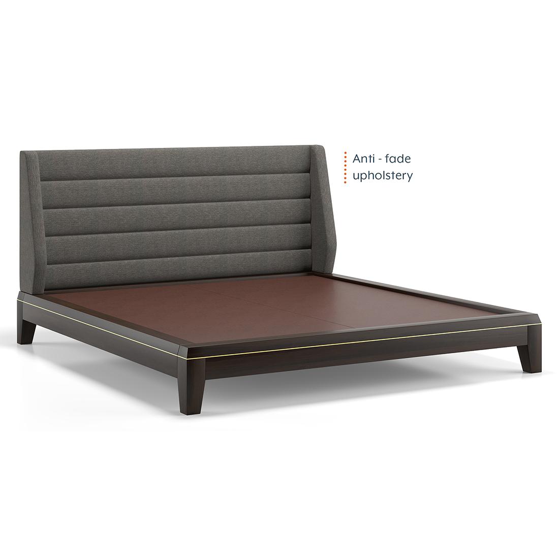 Taarkashi Solid Wood Queen Size Non Storage Bed In American Walnut Finish