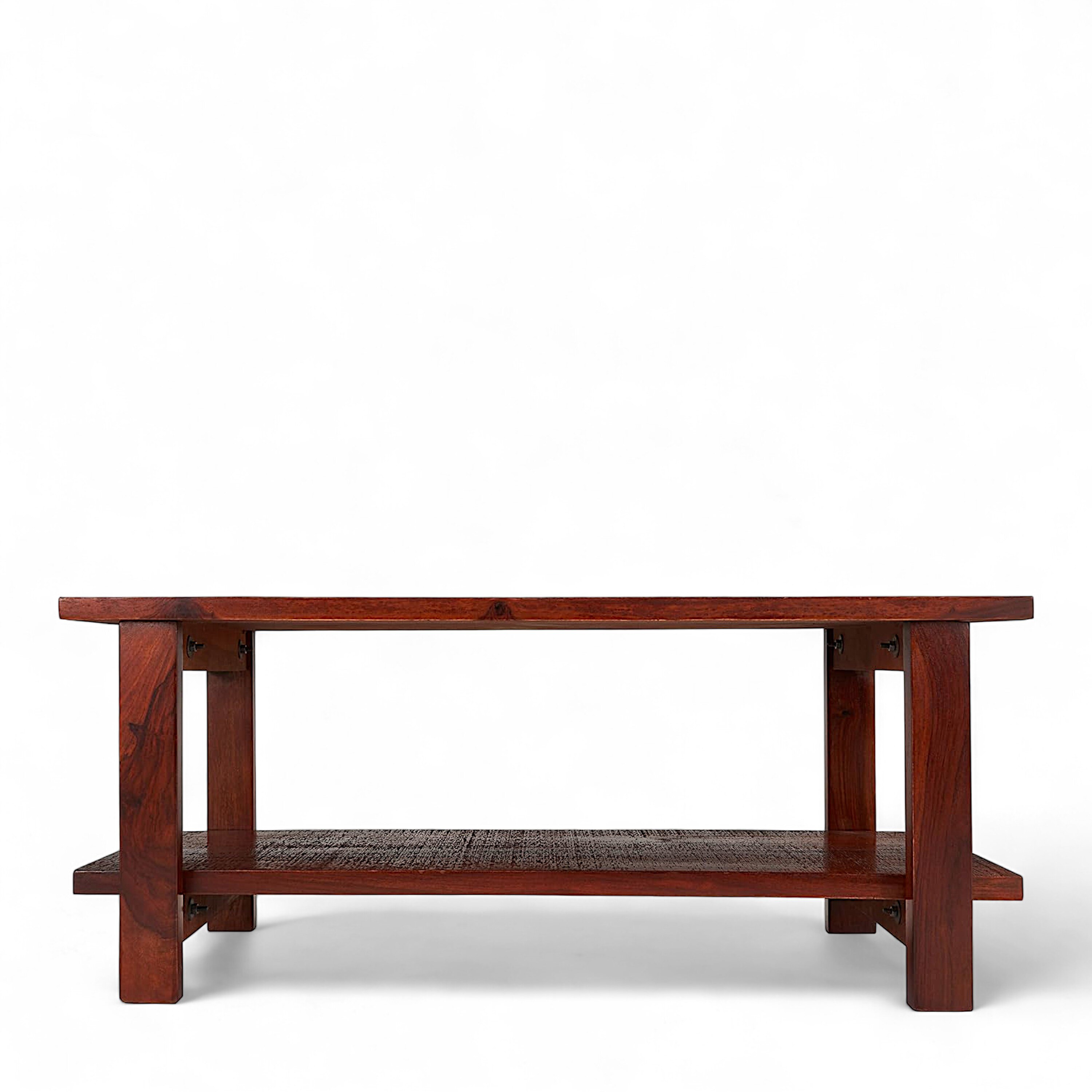 Aroda Sheesham Wood Contemporary Rectangle Coffee Table In Honey Finish