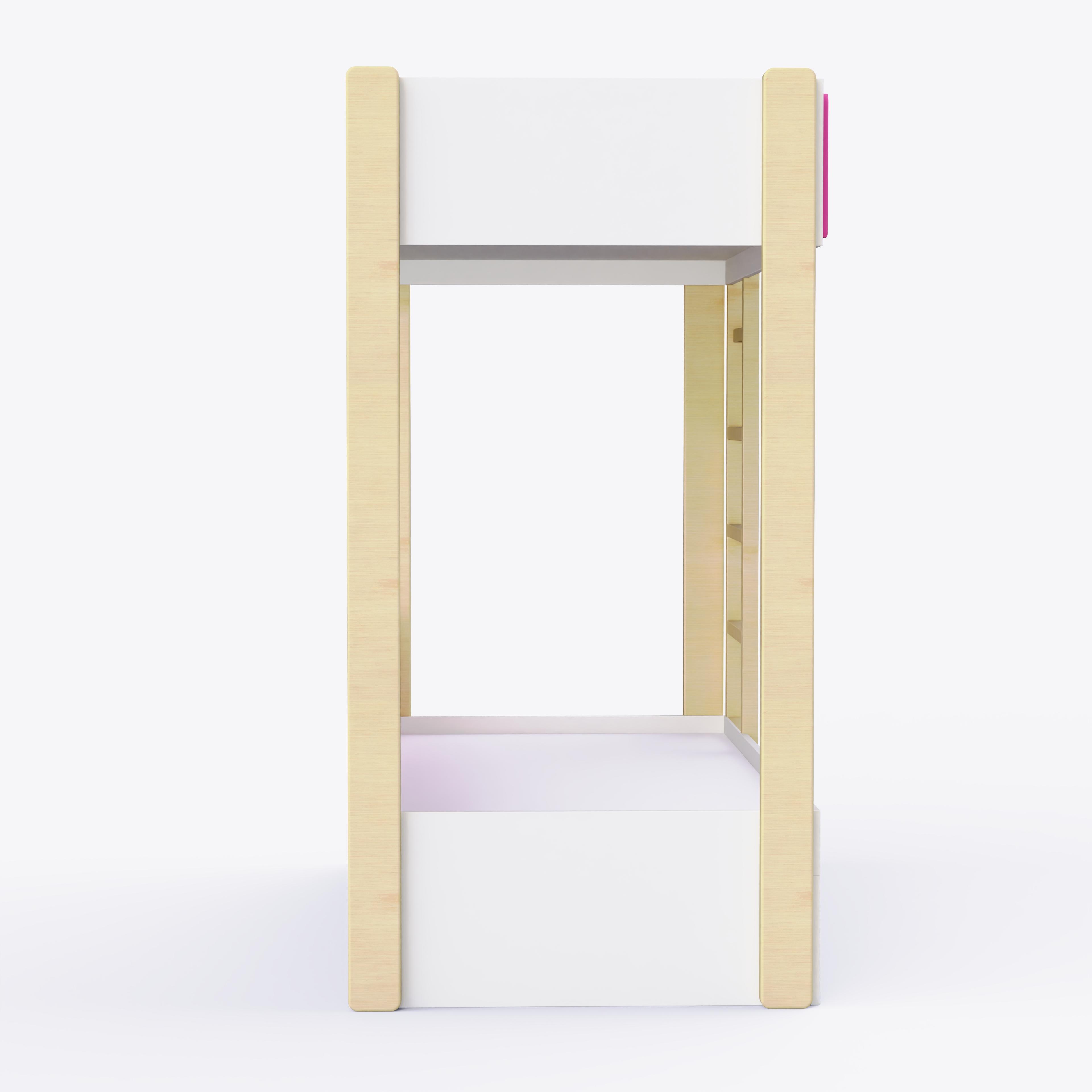 Pine Tree Single Size Bunk Bed In White & Pink Colour