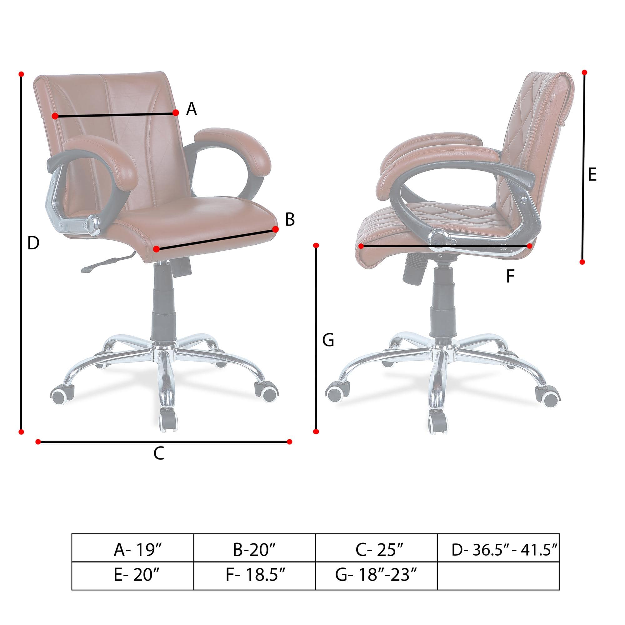 Liieancoinn Mid Back Executive Chair in Ten Brown Colour