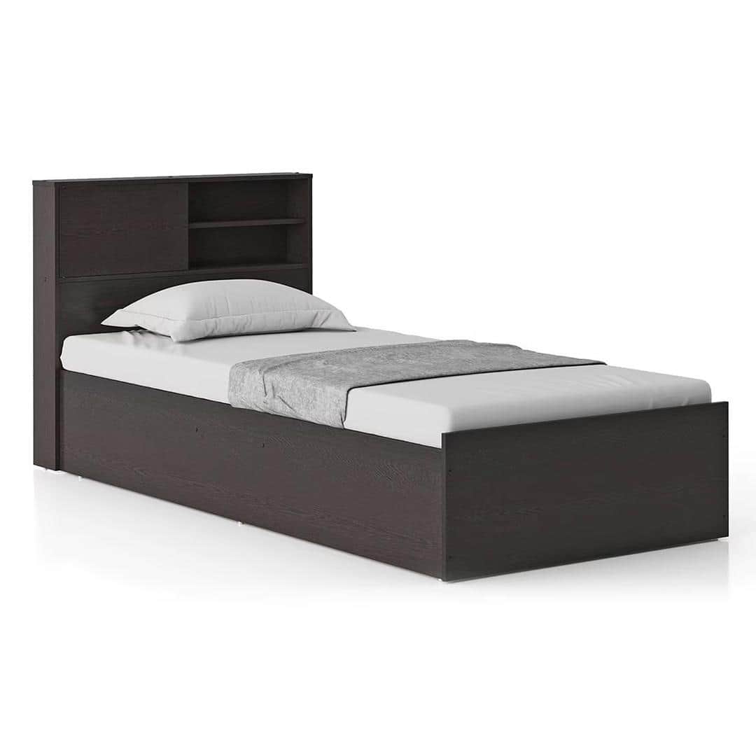 Amy Engineered Wood Single Size Box Storage Bed In Dark Wenge Finish