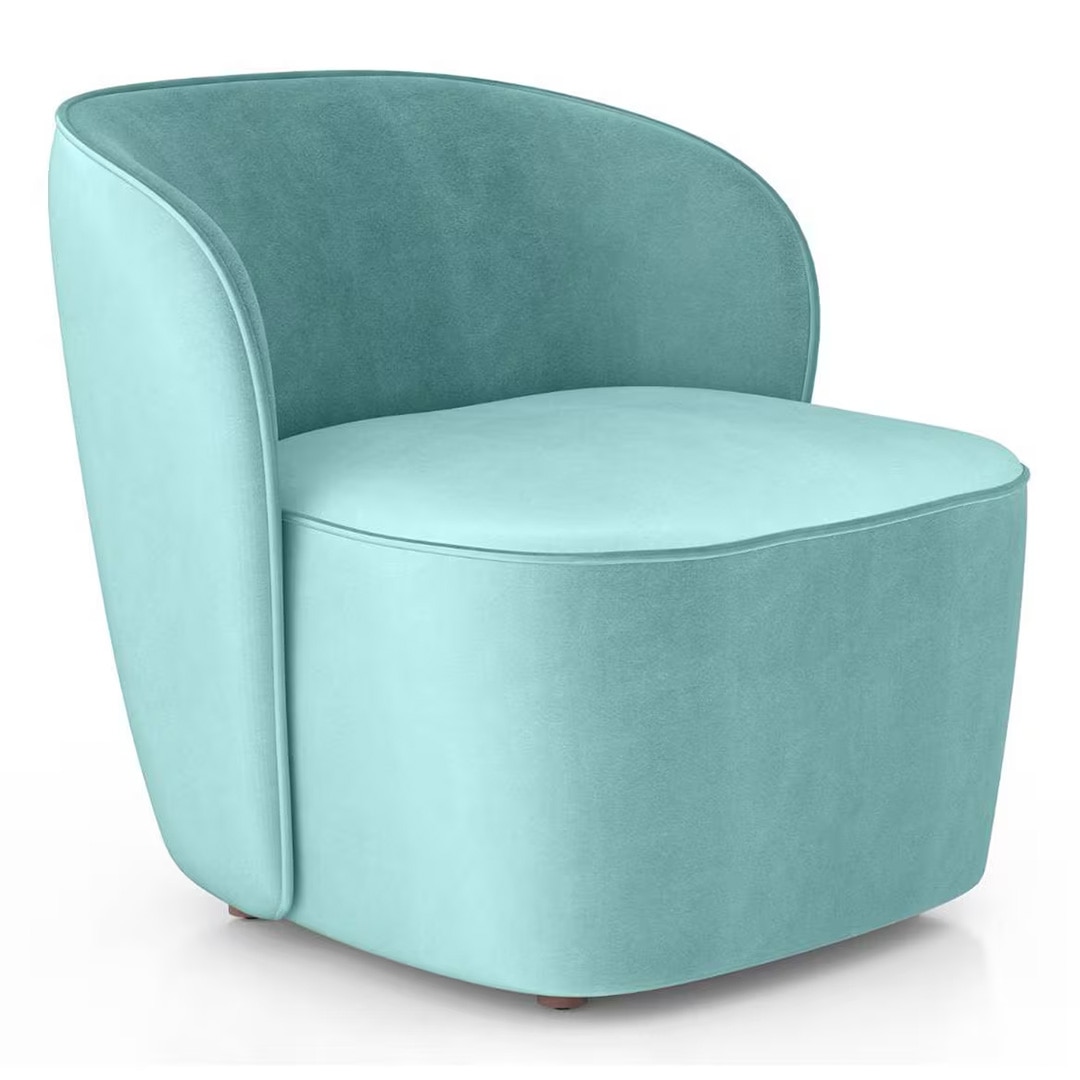 Portia Fabric Accent Chair in Icy Turquoise Colour