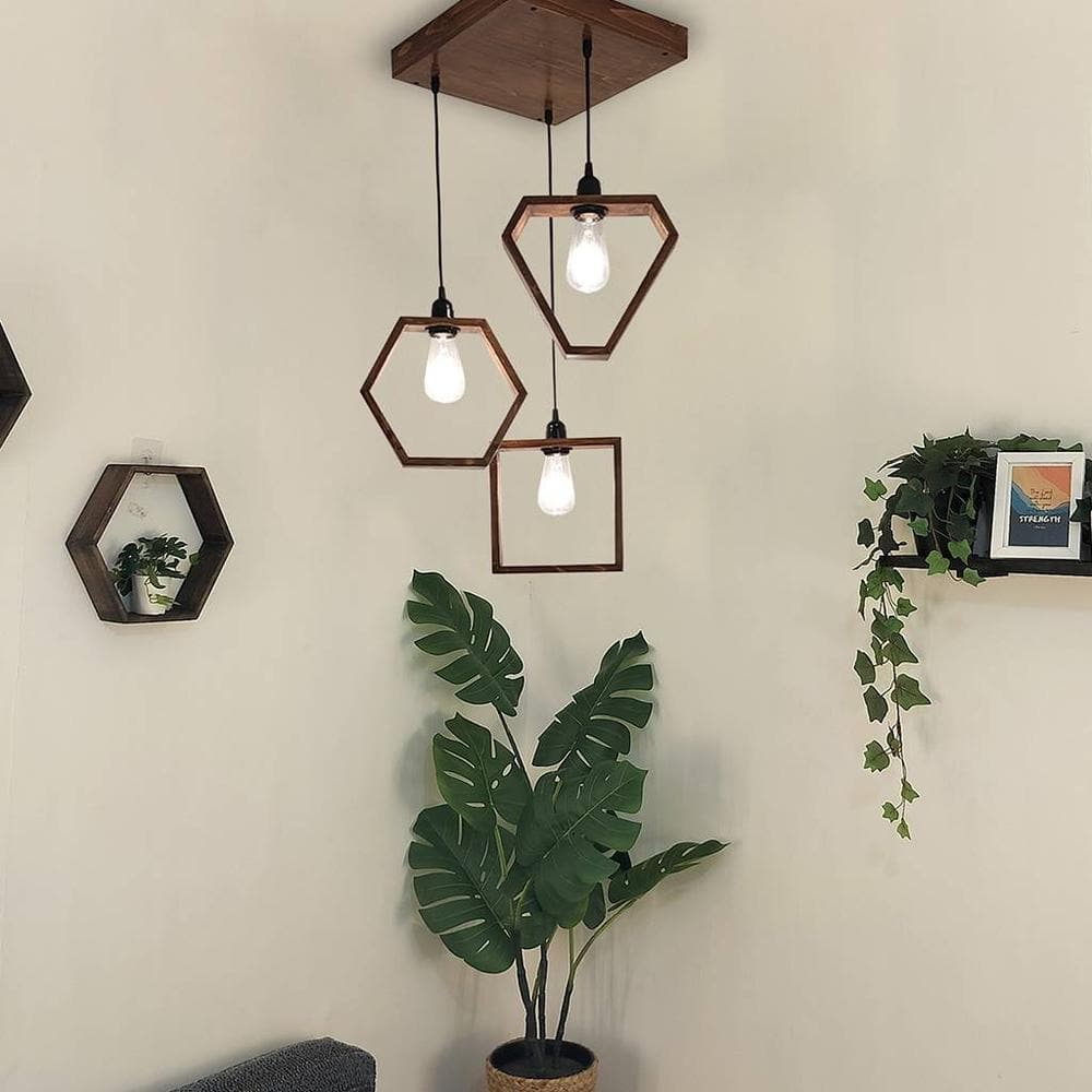 Clark Brown Solid Wood Cluster Hanging Light