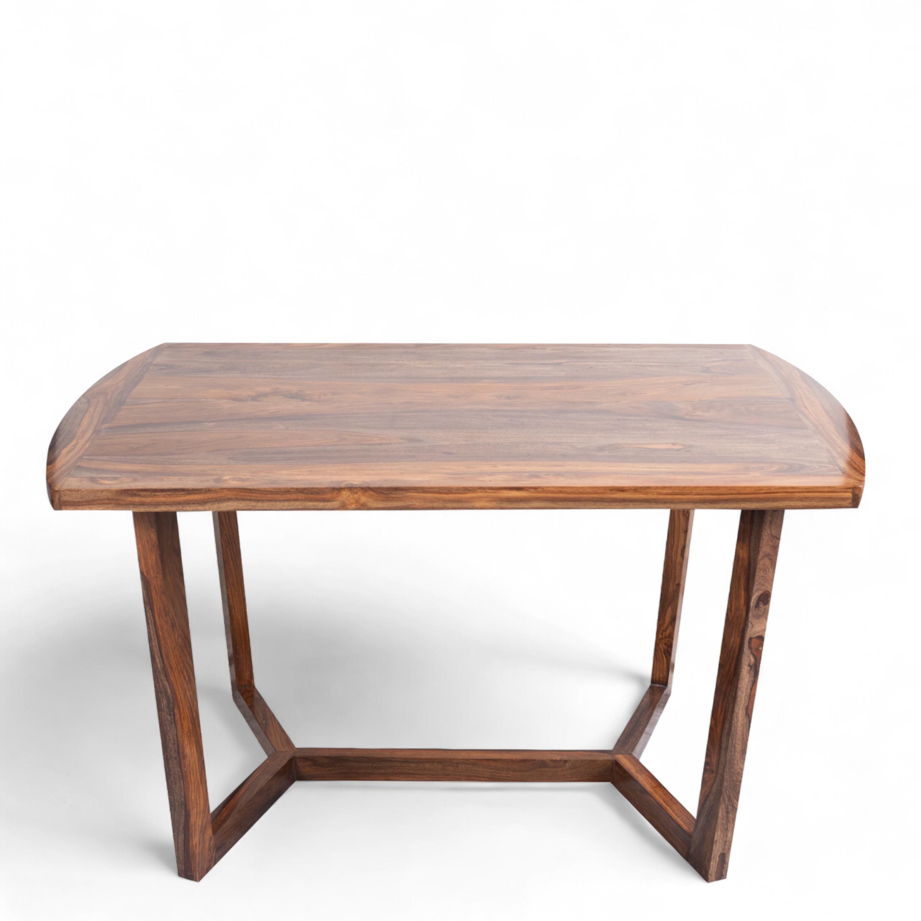 Columbus Sheesham Wood 4 seater Dining Table Set in Teak Finish