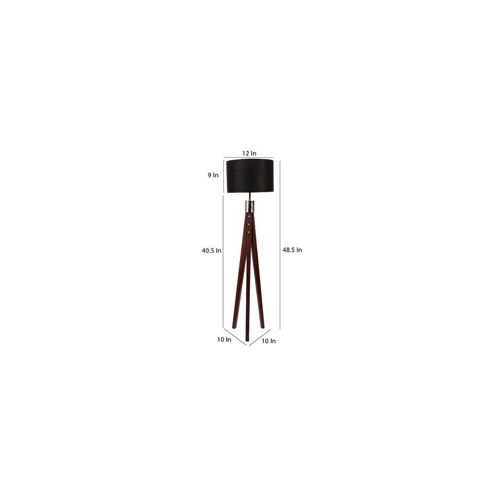 Simone Black Cotton Shade Floor Lamp