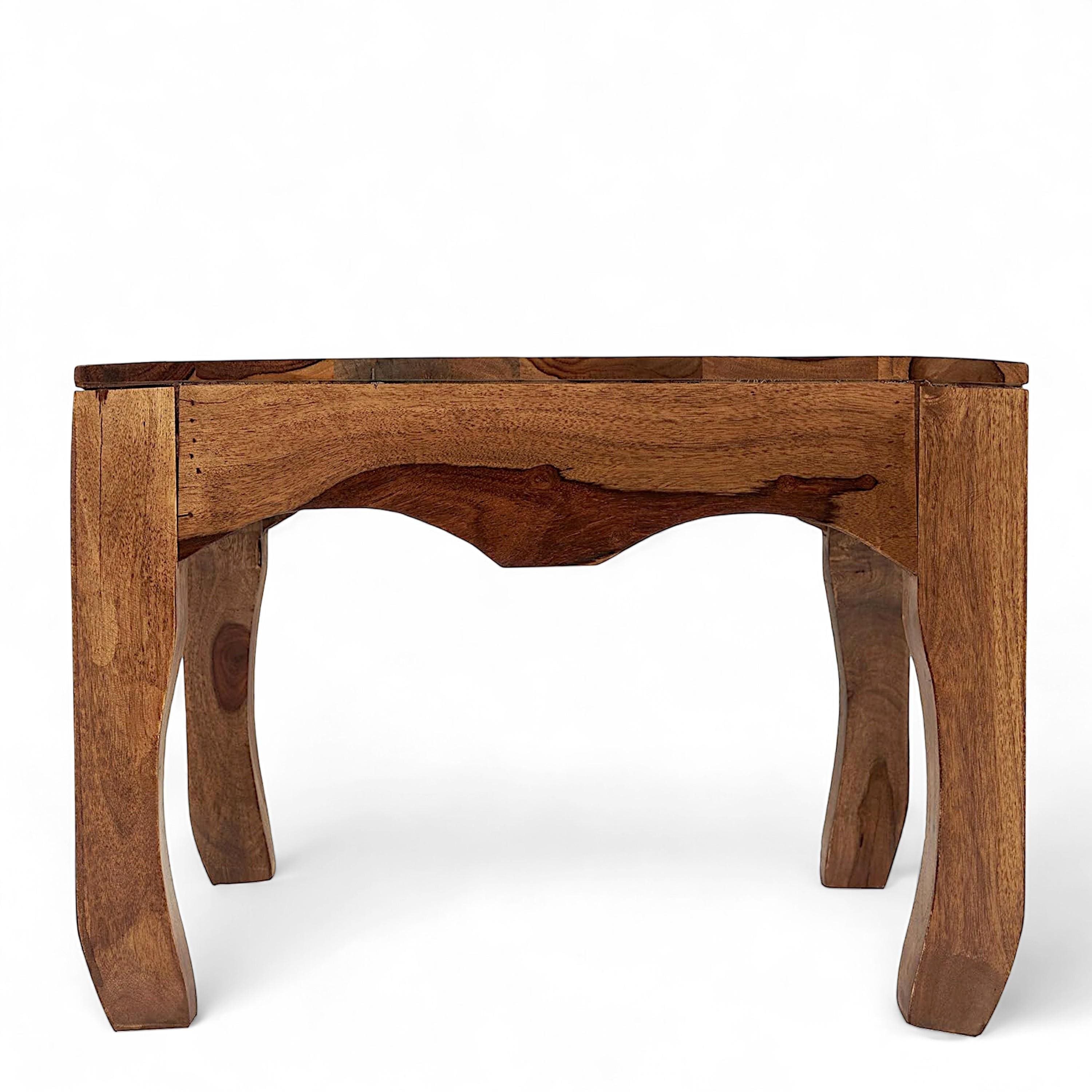 Lyon Sheesham Wood Contemporary Square Coffee Table In Natural Teak Finish