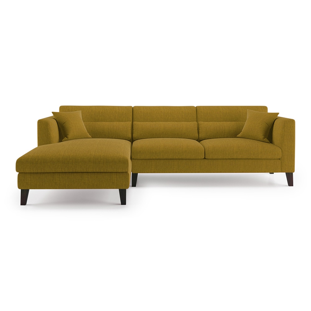 Lewis Sectional Sofa (Colour : Olive Green, Cushion : Hard, Seater : Left Aligned 3 Seater + Left Aligned Chaise) - Urban Ladder