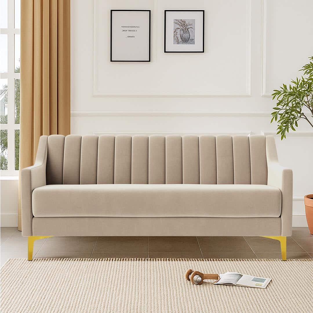 Fame Velvet 3 Seater Sofa in Cream Colour