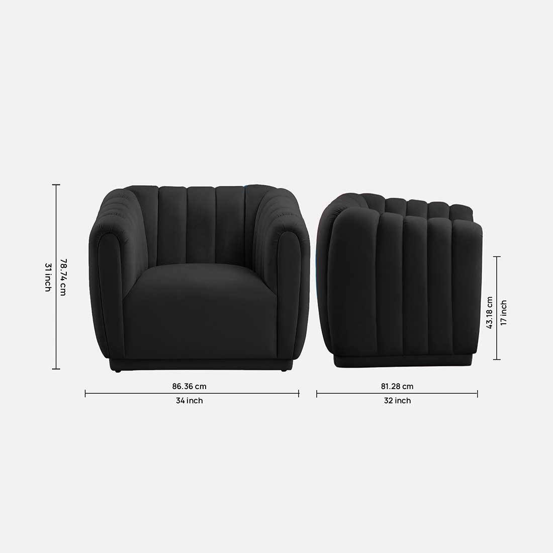 Rosa Fabric Sofa (Black)