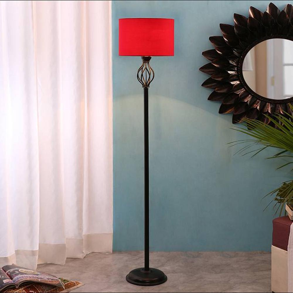 Asher Black Cotton Shade Floor Lamp
