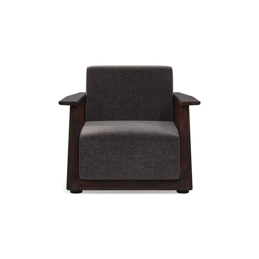 Serra Wooden Sofa - Mahogany Finish (Smoke Grey)