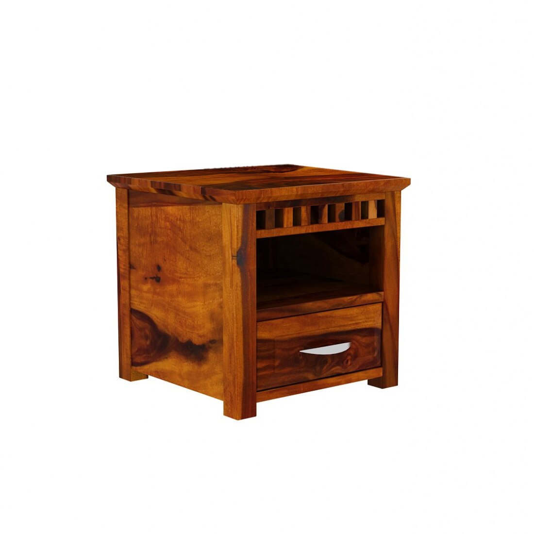 Prashiv Solid Wood Bedside Table in Honey Finish