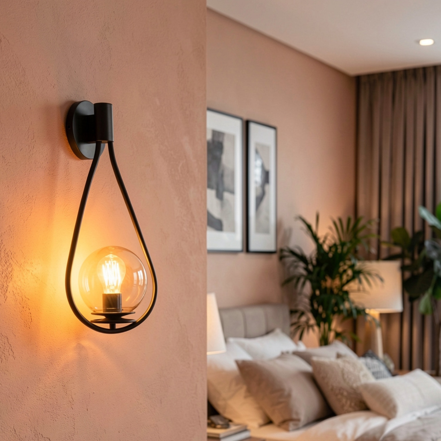 Eliante Modern Hanging Lights Mild Steel & Glass Material Brown & Champaign Finish