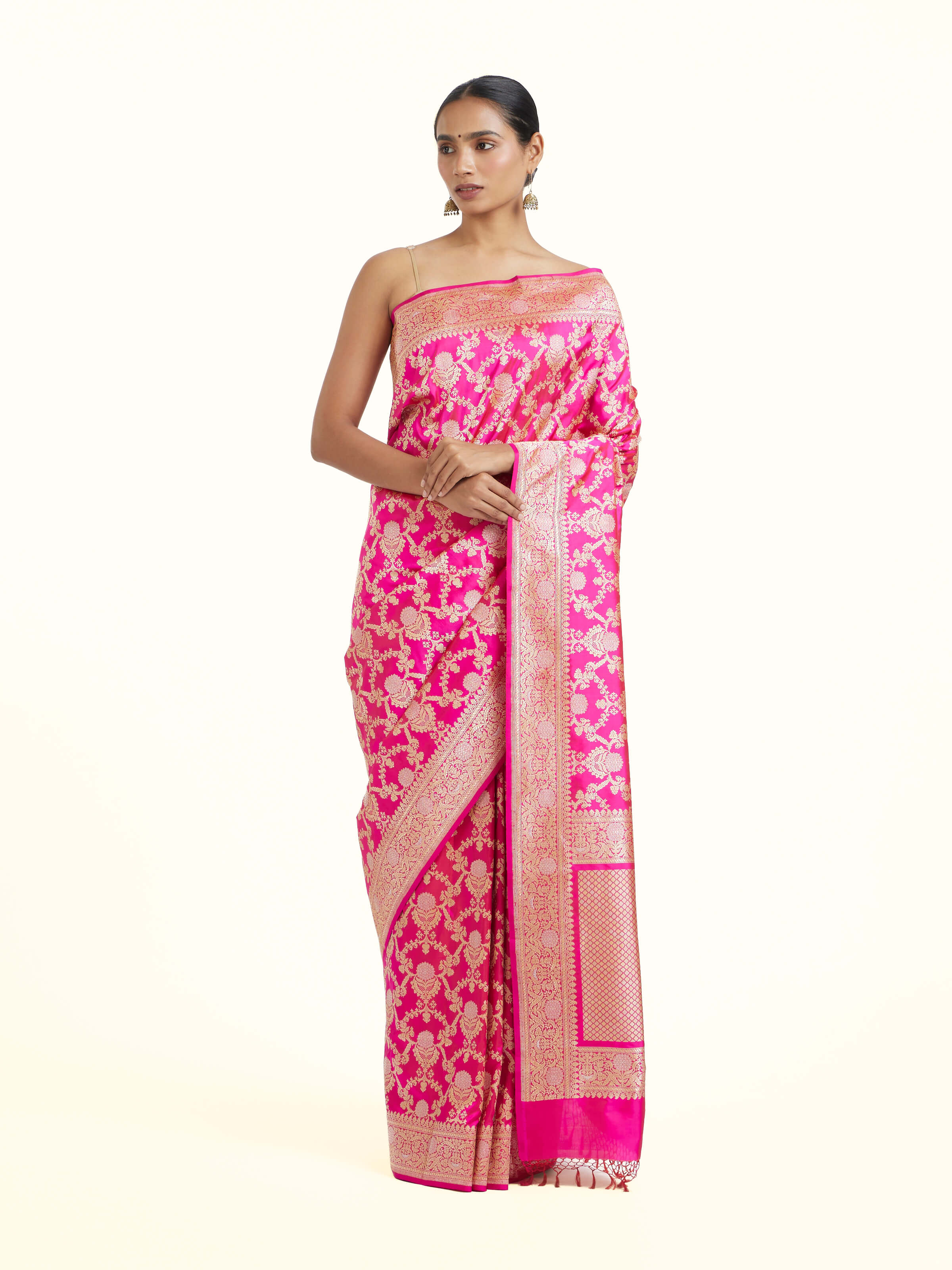 Fuschia Banarasi Kadhwa Silk Saree