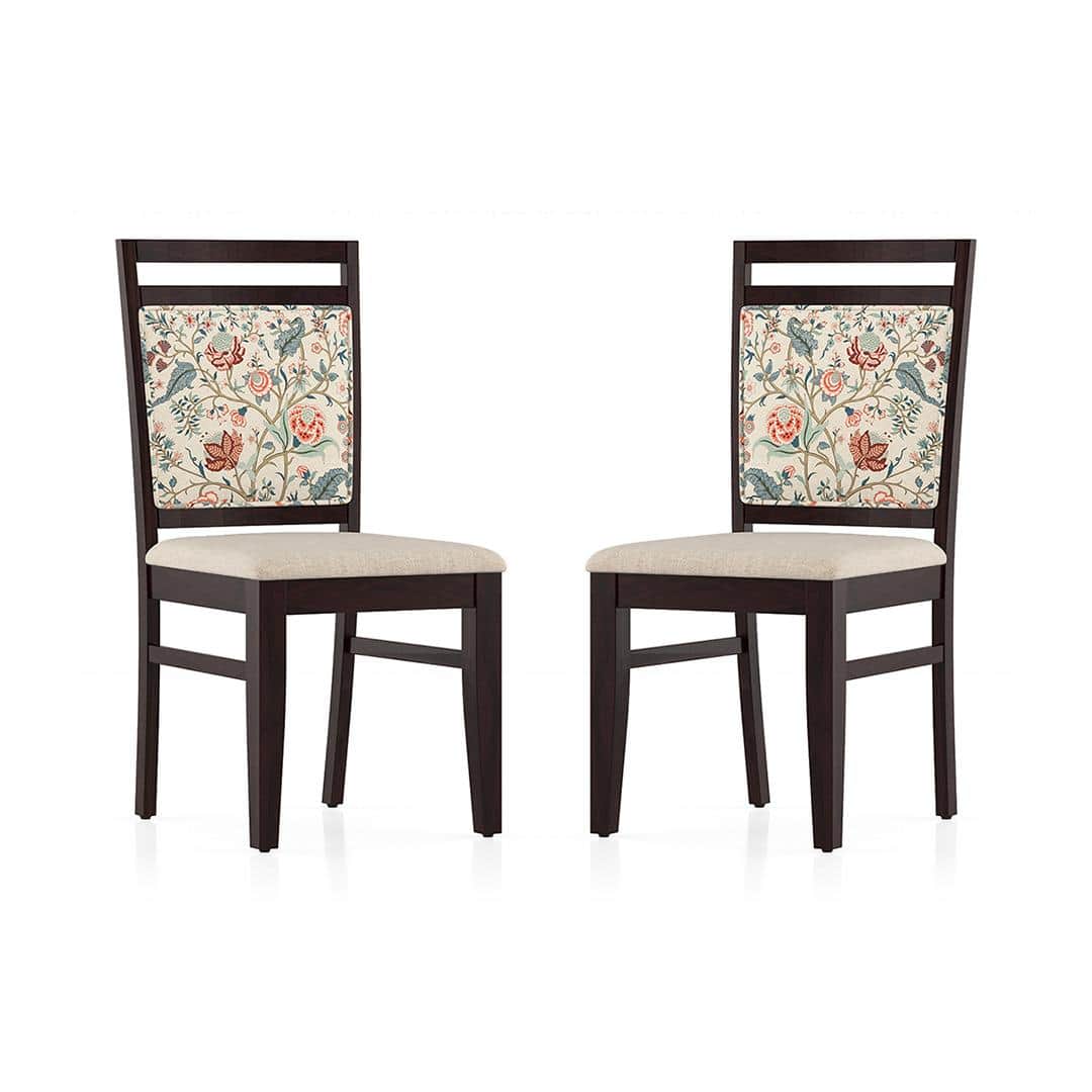 Alaine Dining Chair In Mahogany Finish With Calico Floral Colour