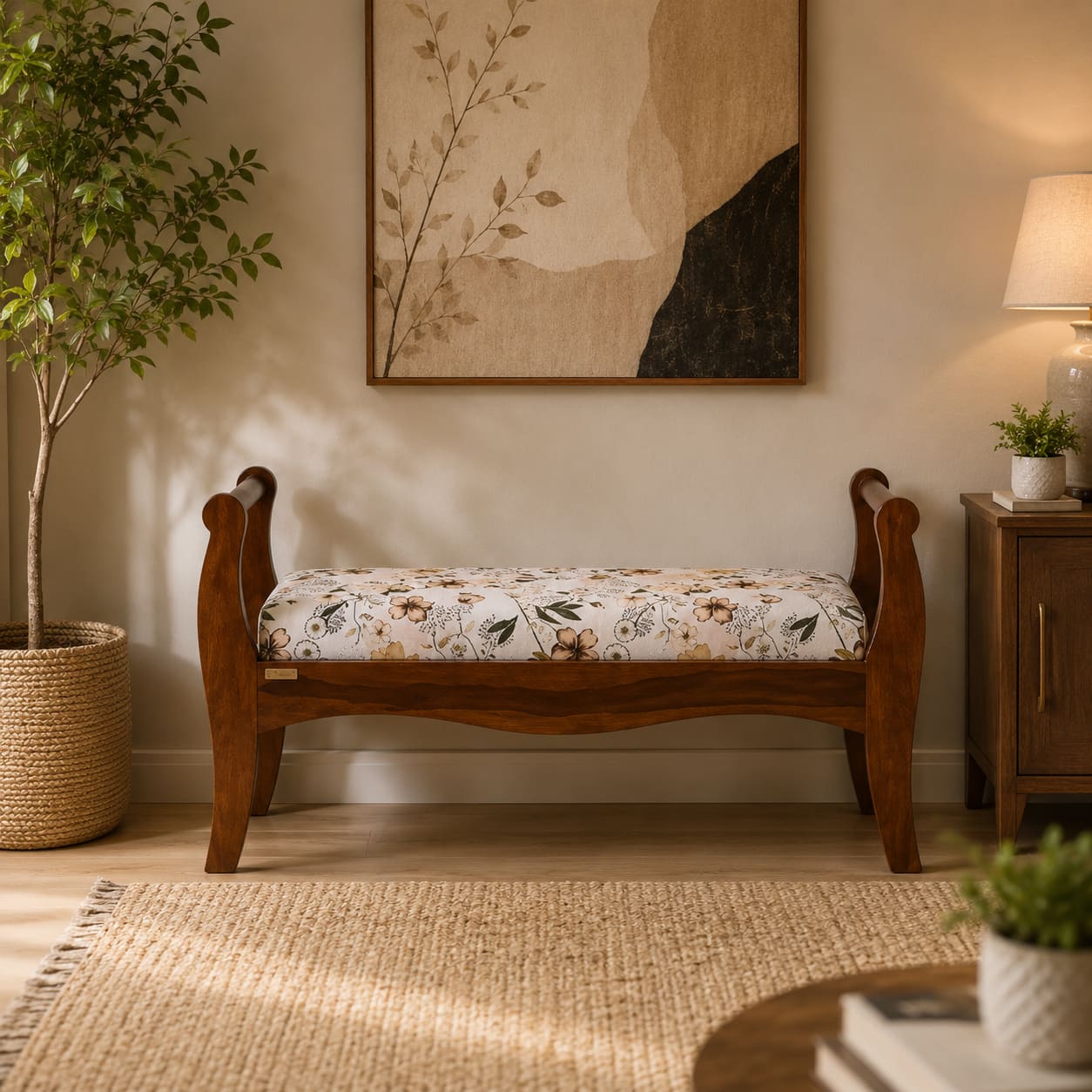 Shri Art Bench in Honey Finish - Ferrowoods
