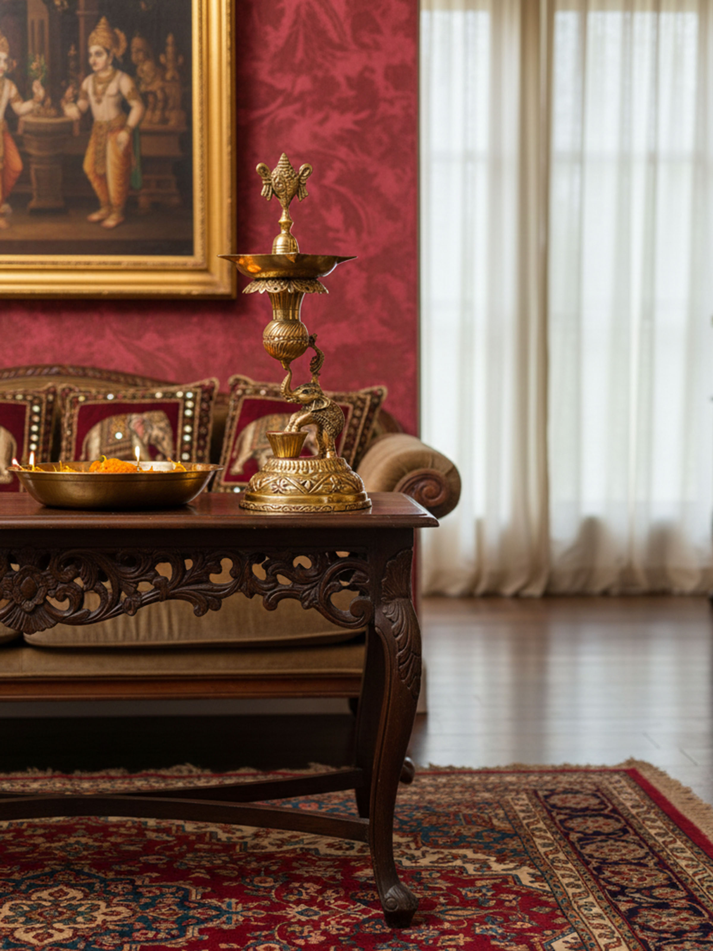 Lifestyle view of Traditional Brass Gajanan Vilakku