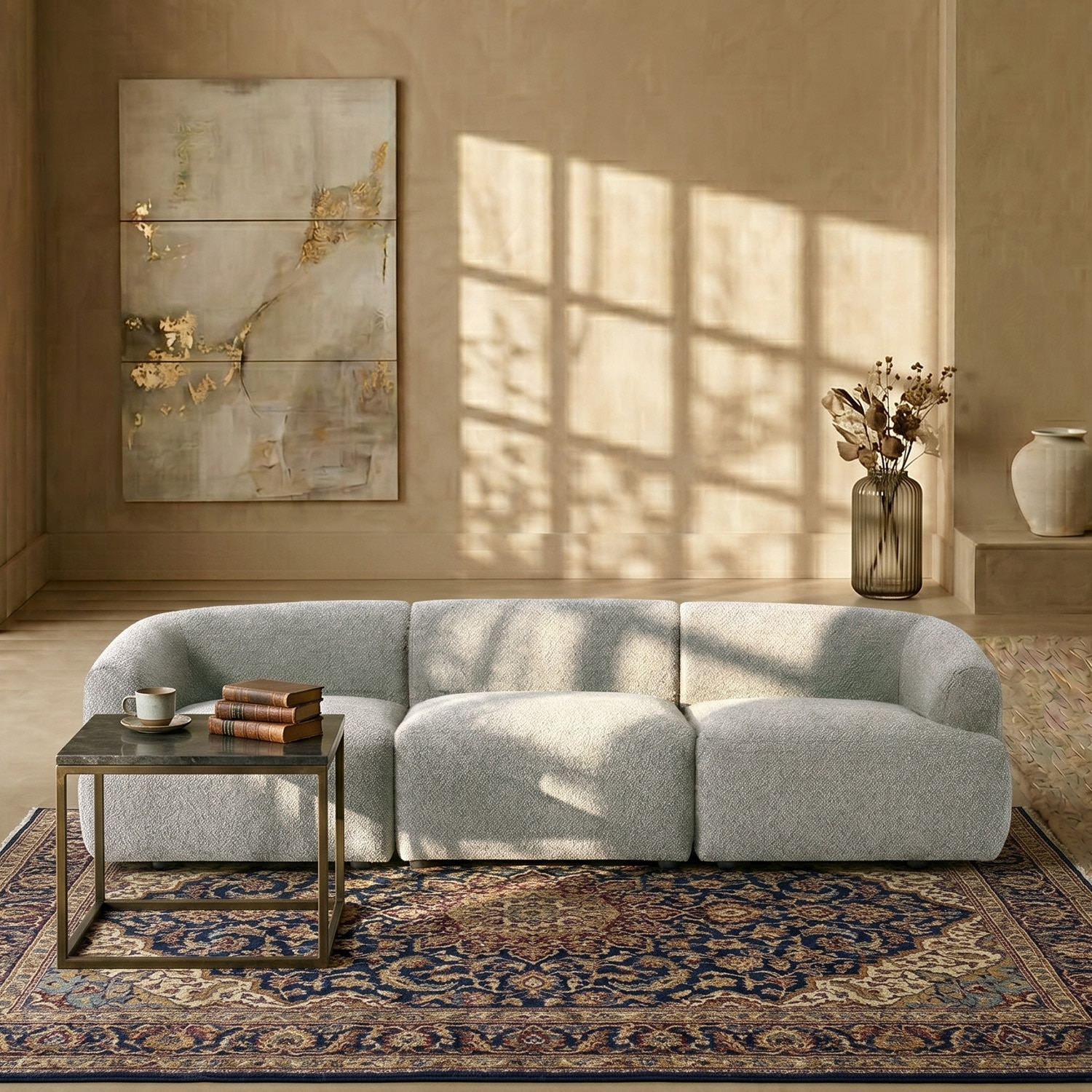 Zenliving Wood 3 Seater With Upholstery Non Storage Sofa In Grey Colour - Nestroots