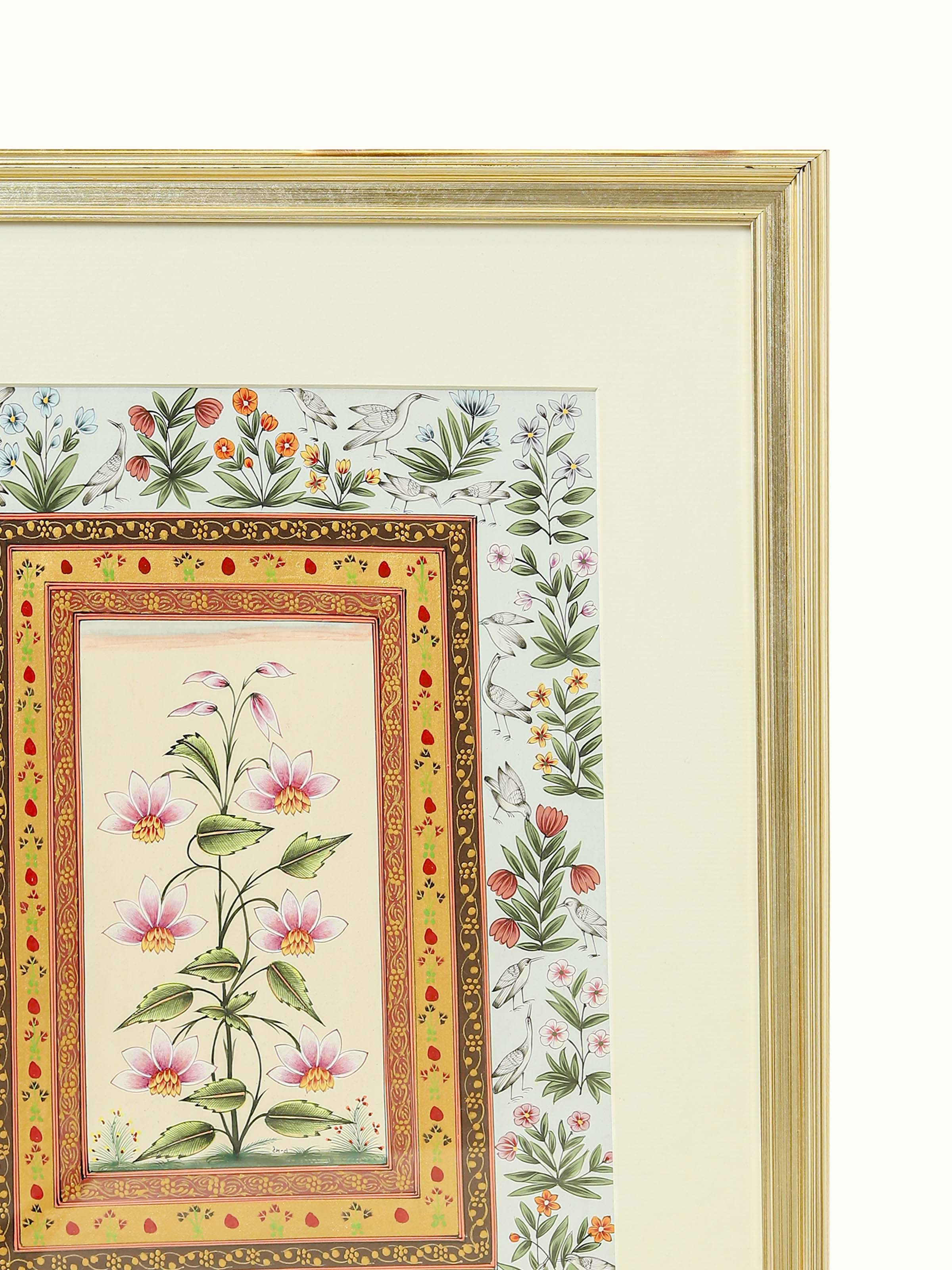 Flower Colorful Border Miniature Painting
