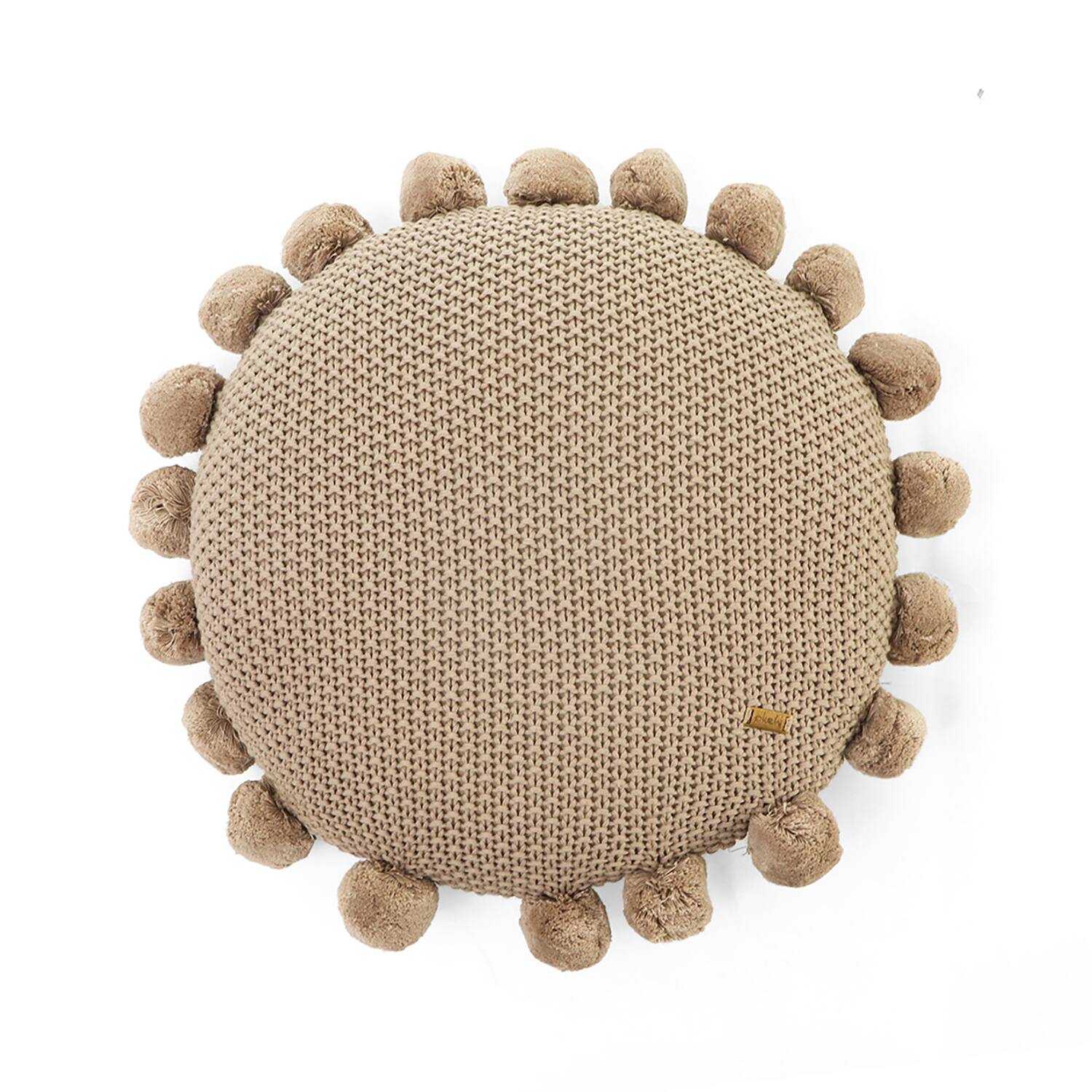 Pom Pom Stone Round Cushion Cover 16  Inches - Pluchi
