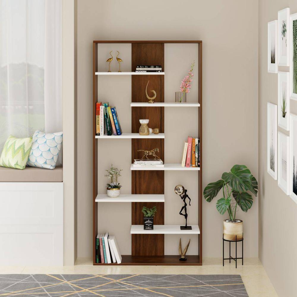 Maxelle Engineered Wood Bookshelf with Shelves Brown Maple & White