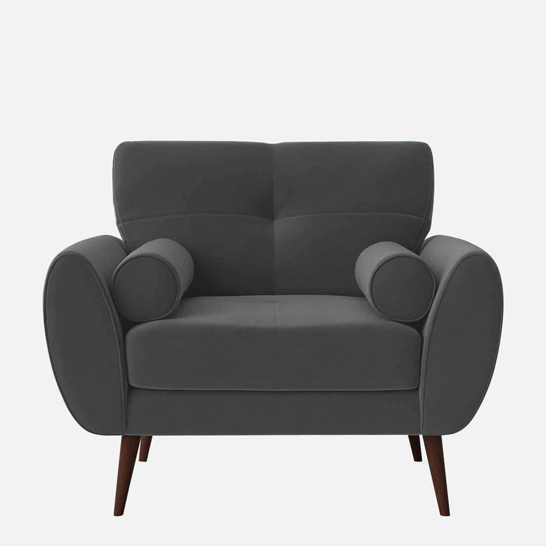 Faro Velvet 1 Seater Sofa in Dark Grey Colour