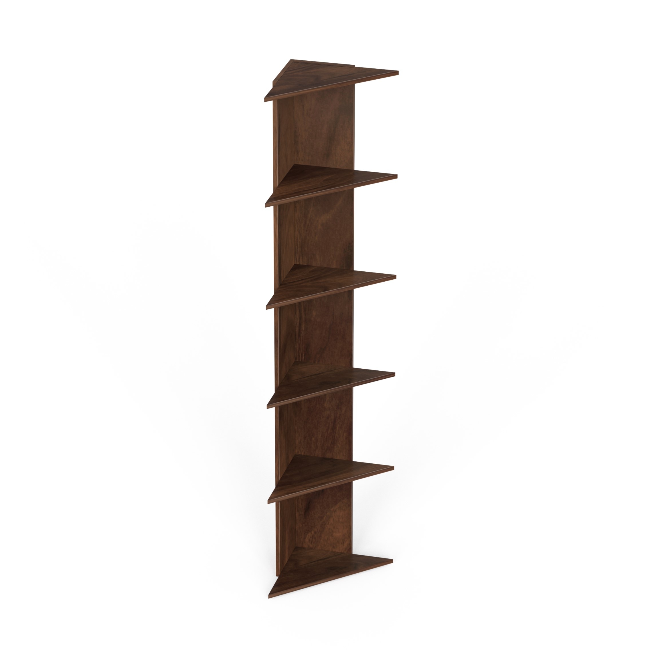 BLUEWUD Cadlic Engineered Wood Wall Decor Multi-Tier Corner Shelf Display Rack Decorative Hall D�cor for Living Room Home Furniture 6 Shelves (Brown Maple)
