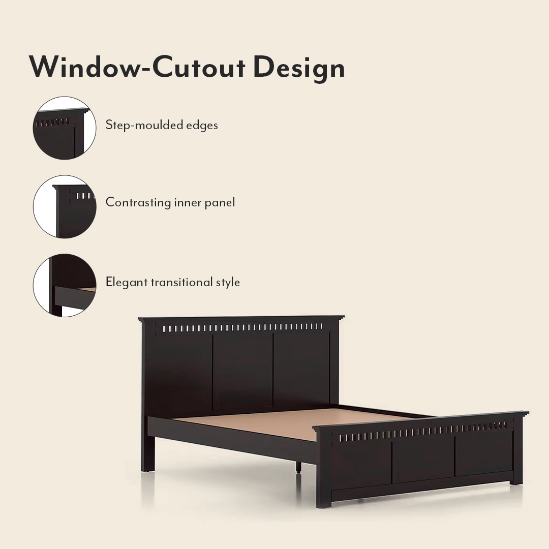 Fidora Solid Wood King Size Non Storage Bed In Mahogany Finish