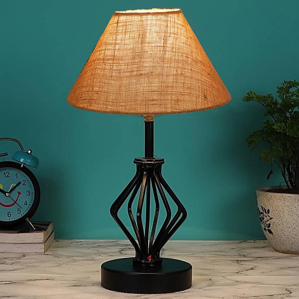 Luciana Beige Jute Table lamp with Iron Base