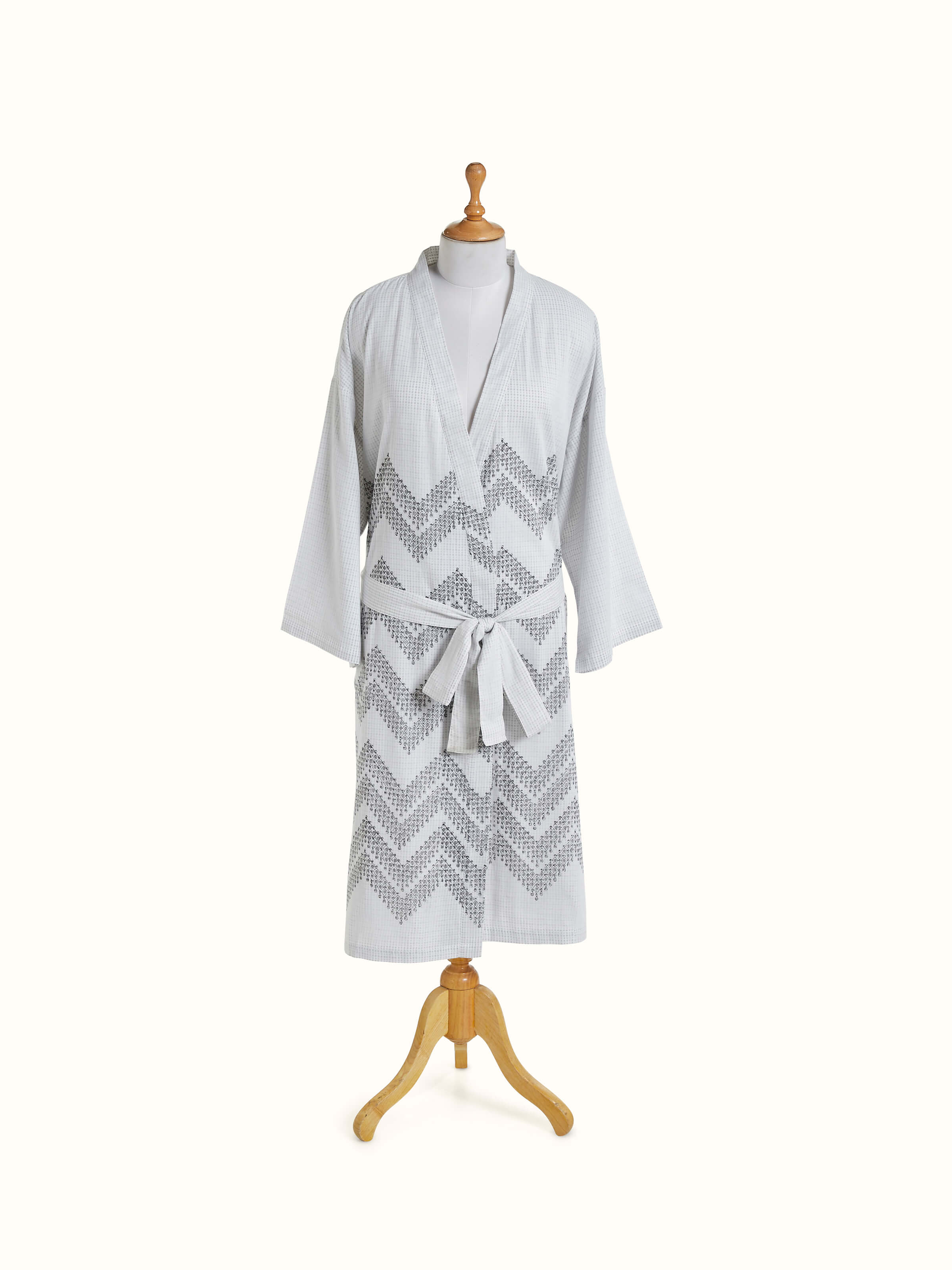 Rambagh Geo Cotton Sanganeri Block Printed Bathrobe