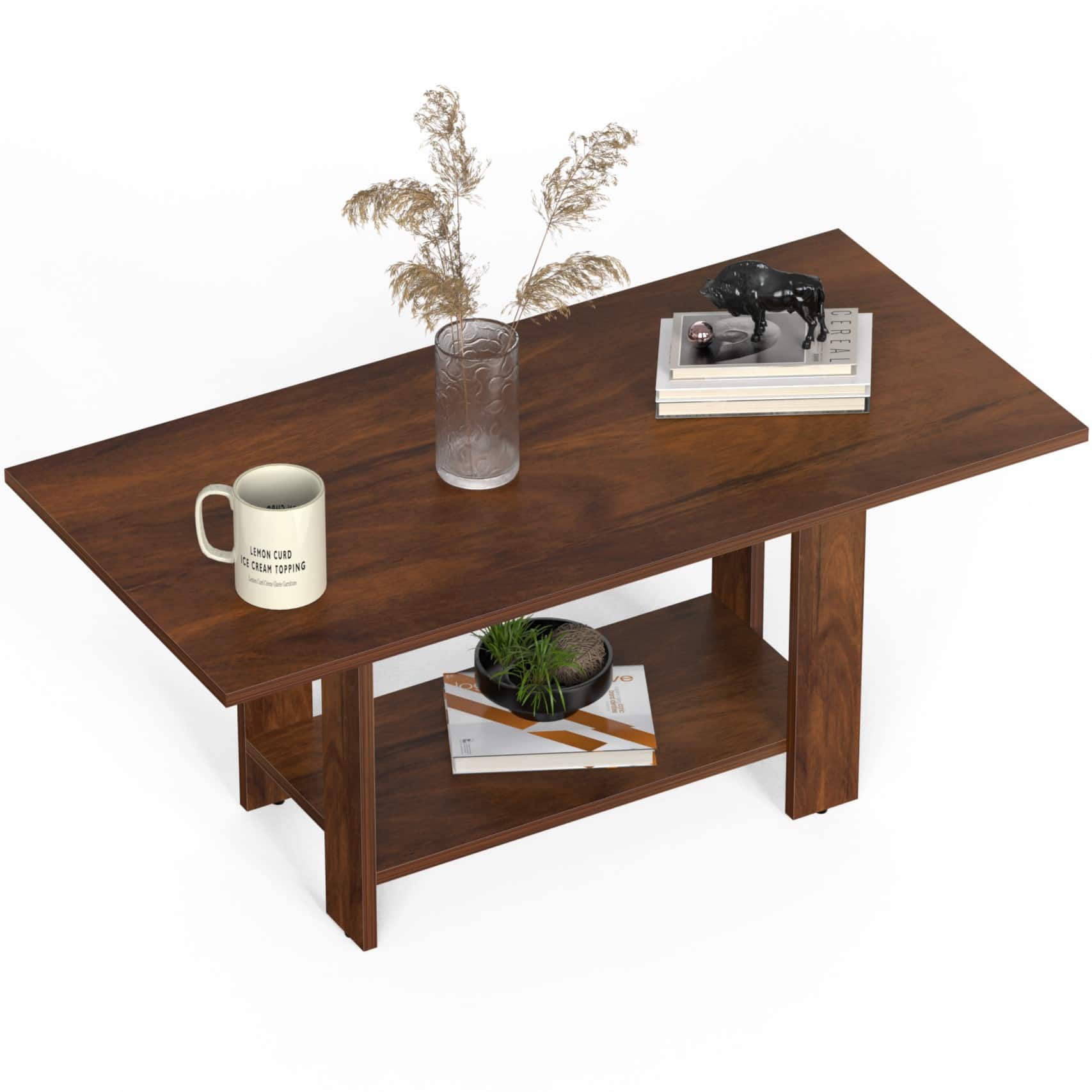 BLUEWUD Osnale Engineered Wood Rectangular Shape Coffee Center Sofa Tea/Teapoy Console Table for Sofa Set Living Room Home Hall (Brown Maple)