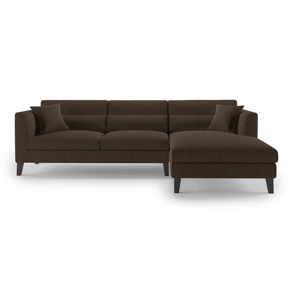 Lewis Sectional Sofa (Colour : Mocha, Cushion : Soft, Seater : Right Aligned 3 Seater + Right Aligned Chaise) - Urban Ladder